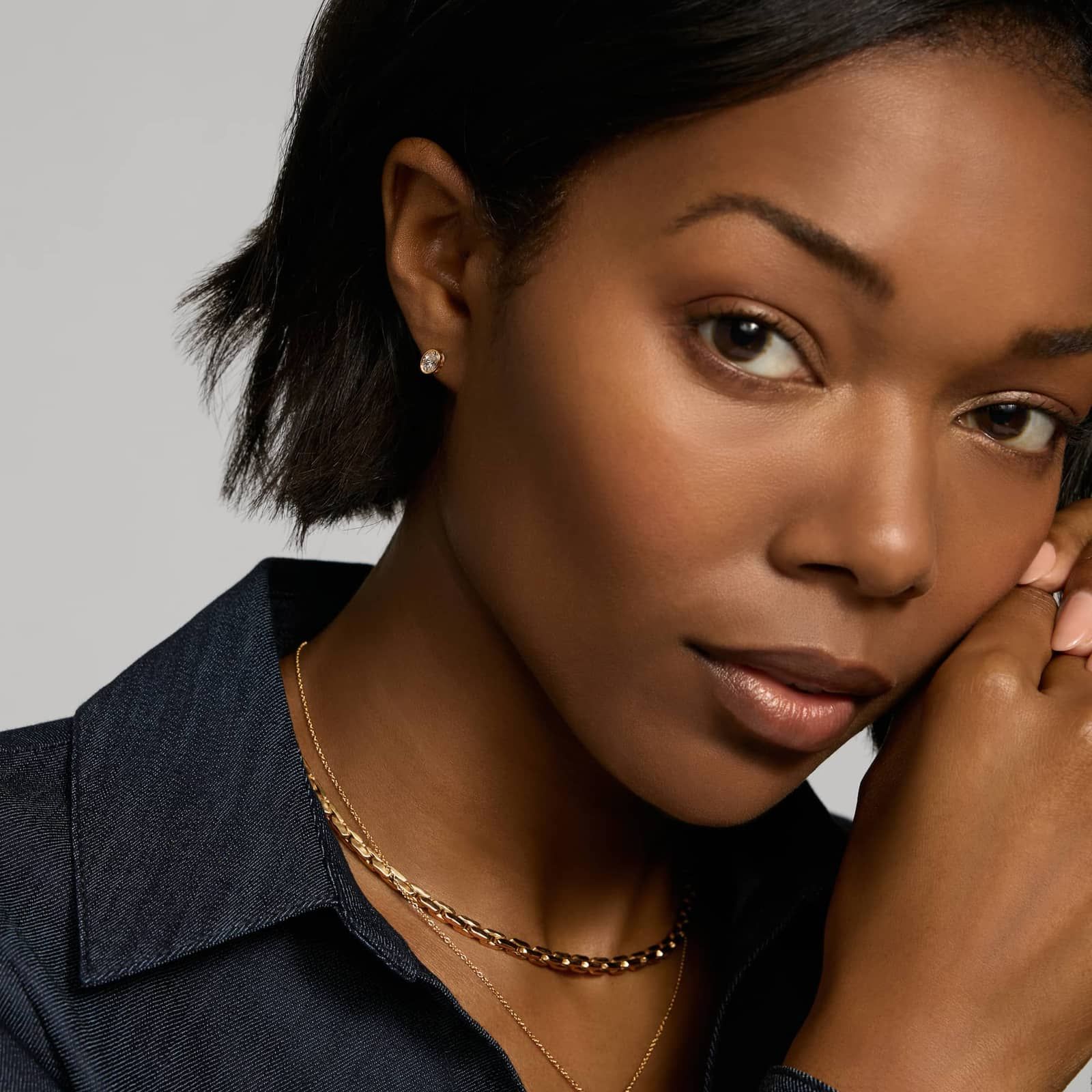 Bezel Stud Earrings With 0.75 CTW Oval Cut Lab-Grown Diamonds in 14K Yellow Gold