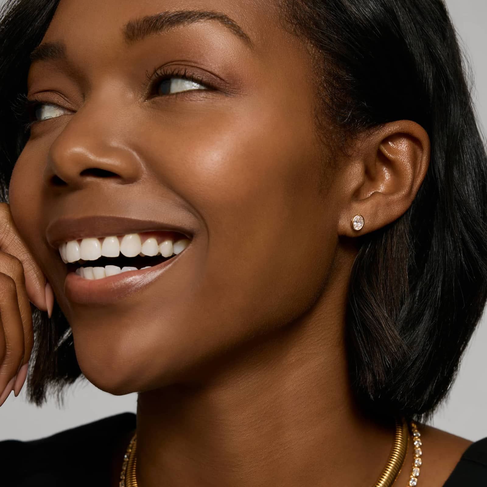 Bezel Stud Earrings With 1 CTW Oval Cut Lab-Grown Diamonds in 14K Yellow Gold