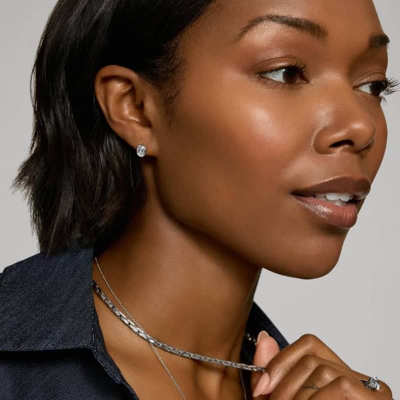 Bezel Diamond Stud Earrings With 1.5 CTW Oval Cut Diamonds in 14K White Gold