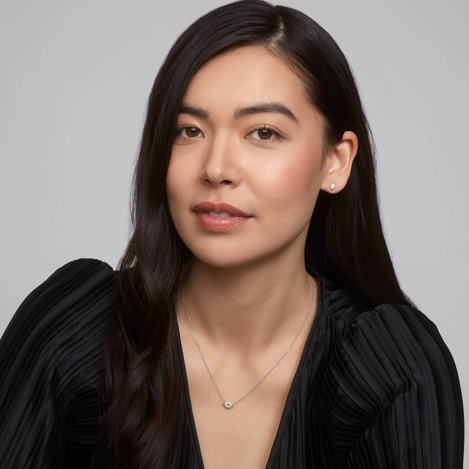 Bezel Diamond Stud Earrings With 0.5 CTW Marquise Cut Diamonds in 14K White Gold