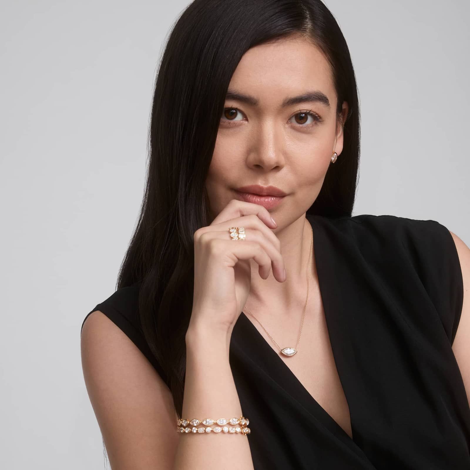 Bezel Stud Earrings With 3 CTW Marquise Cut Lab-Grown Diamonds in 14K Yellow Gold