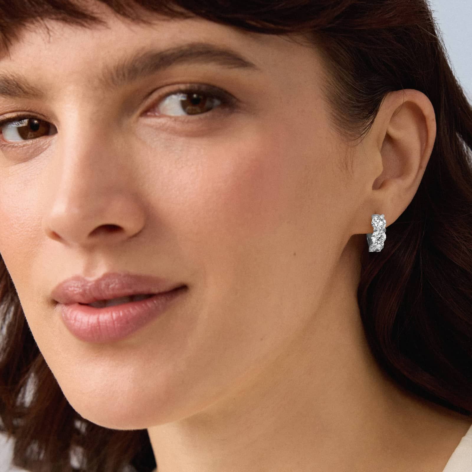 Three-Stone Lab-Grown Diamond Huggies 14K White Gold (3 1/2 ct. tw.)