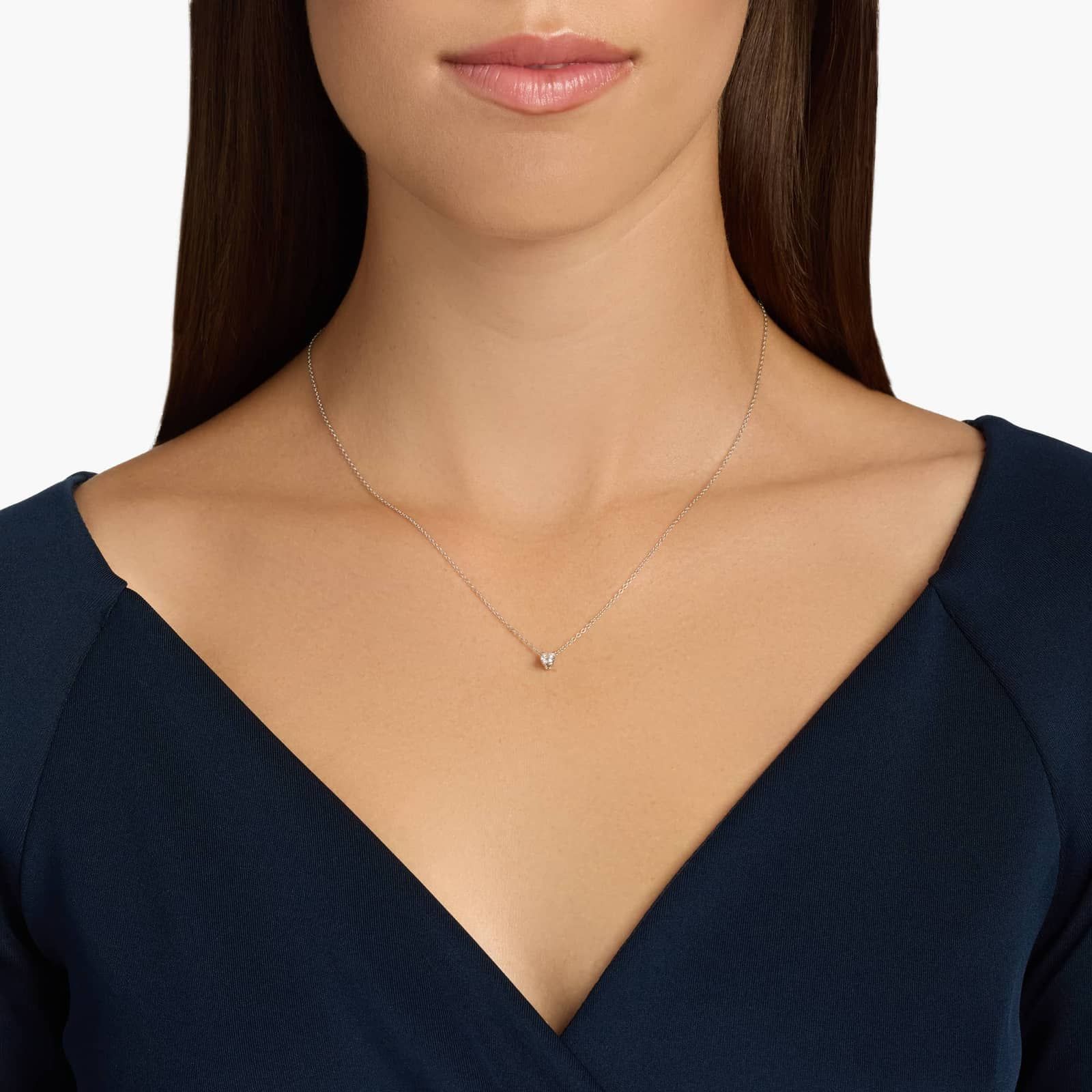 Four Prong Basket Solitaire Diamond Pendant  In 14K White Gold (1/4 Ct. tw. - H-I / SI1-SI2)