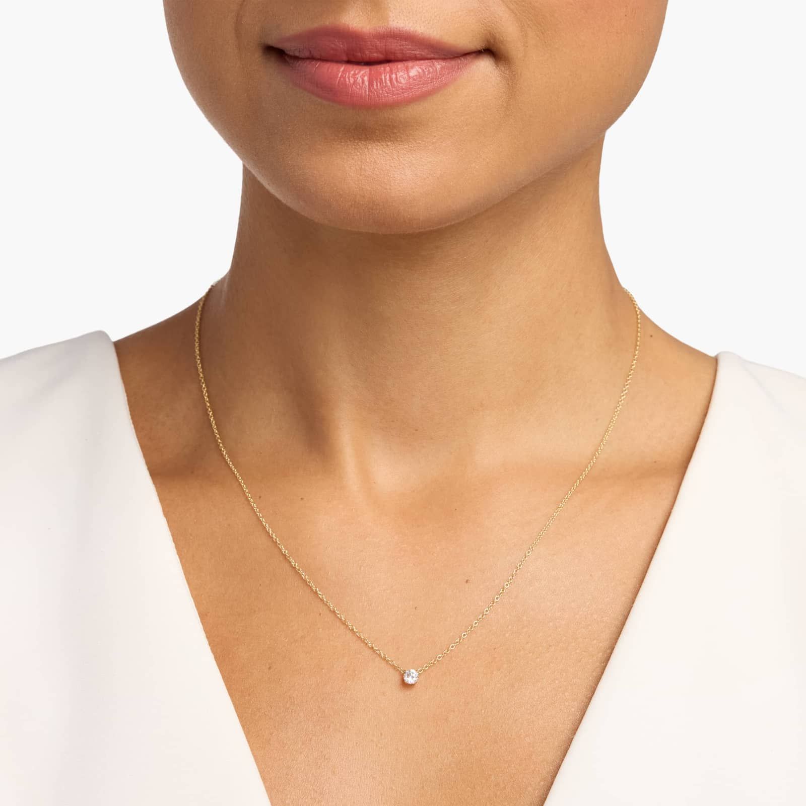 Four Prong Basket Solitaire Lab Grown Diamond Pendant  In 14K Yellow Gold (1/4 Ct. tw. - F-G / VS2-SI1)