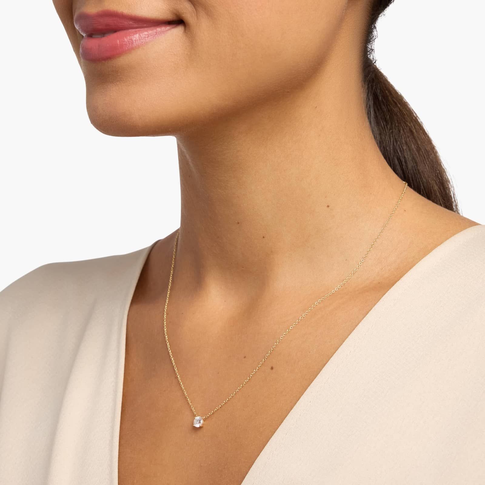 Four Prong Basket Solitaire Diamond Pendant  In 14K Yellow Gold (1/2 Ct. tw. - H-I / SI1-SI2)