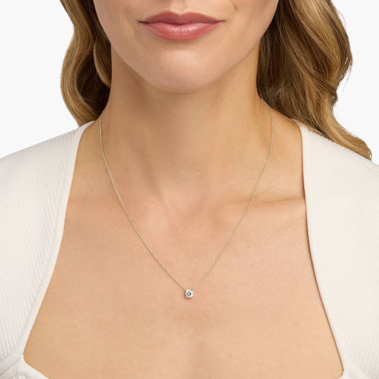 Four Prong Basket Solitaire Lab Grown Diamond Pendant  In 14K Yellow Gold (3/4 Ct. tw. - F-G / VS2-SI1)