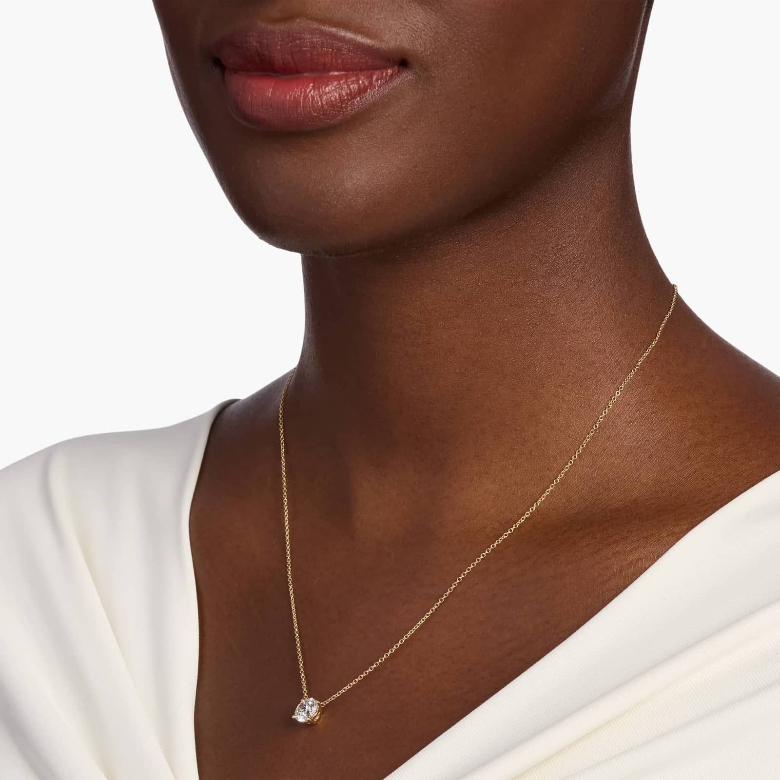 Four Prong Basket Solitaire Lab Grown Diamond Pendant  In 14K Yellow Gold (1 1/2 Ct. tw. - F-G / VS2-SI1)