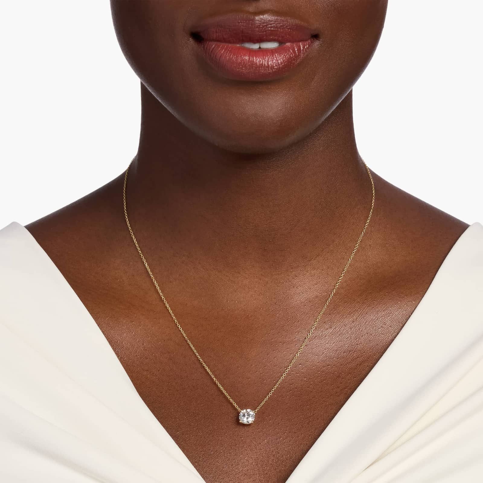 Four Prong Basket Solitaire Lab Grown Diamond Pendant  In 14K Yellow Gold (1 1/2 Ct. tw. - F-G / VS2-SI1)