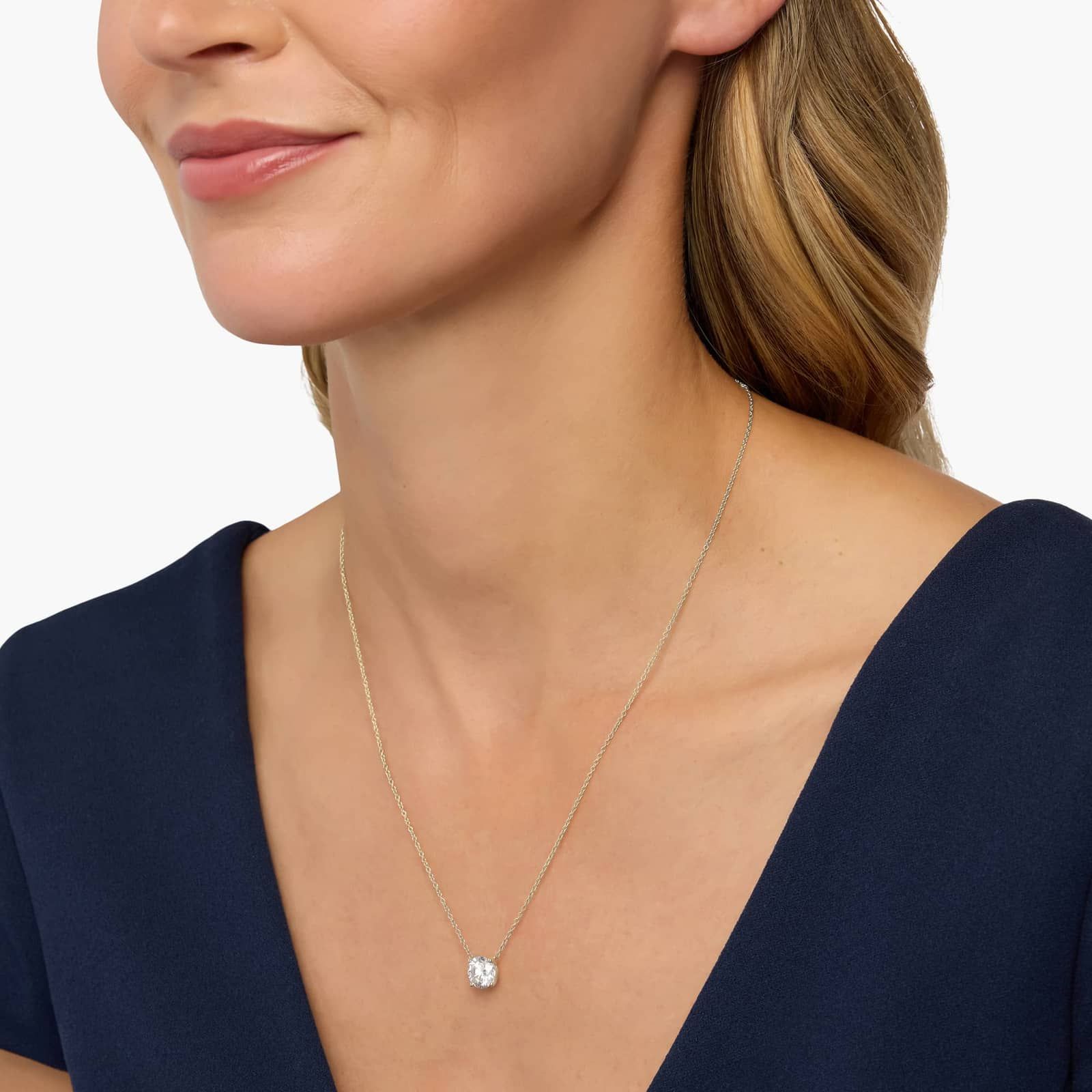 Four Prong Basket Solitaire Lab Grown Diamond Pendant  In 14K Yellow Gold (2 Ct. tw. - F-G / VS2-SI1)