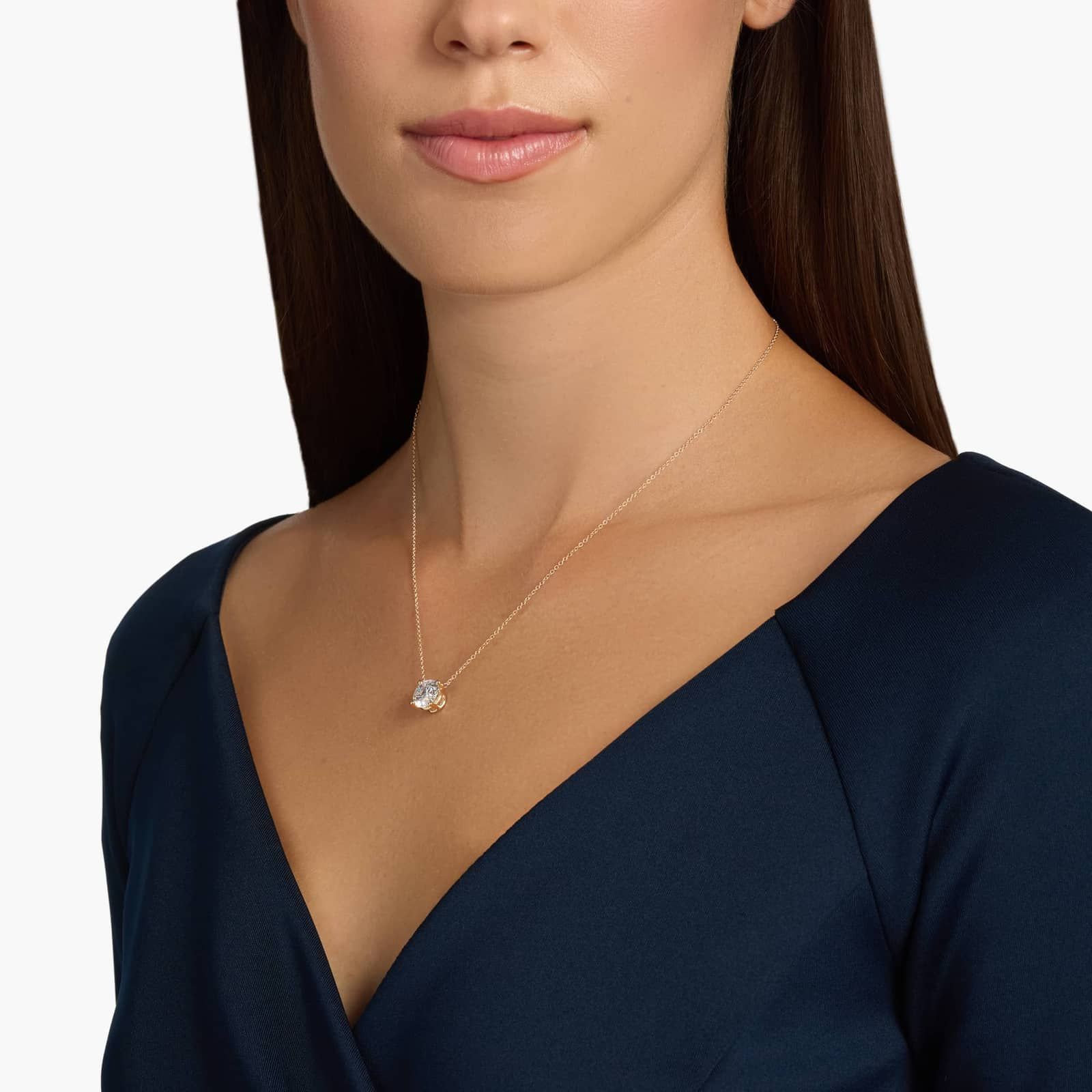 Four Prong Basket Solitaire Lab Grown Diamond Pendant  In 14K Yellow Gold (3 Ct. tw. - F-G / VS2-SI1)