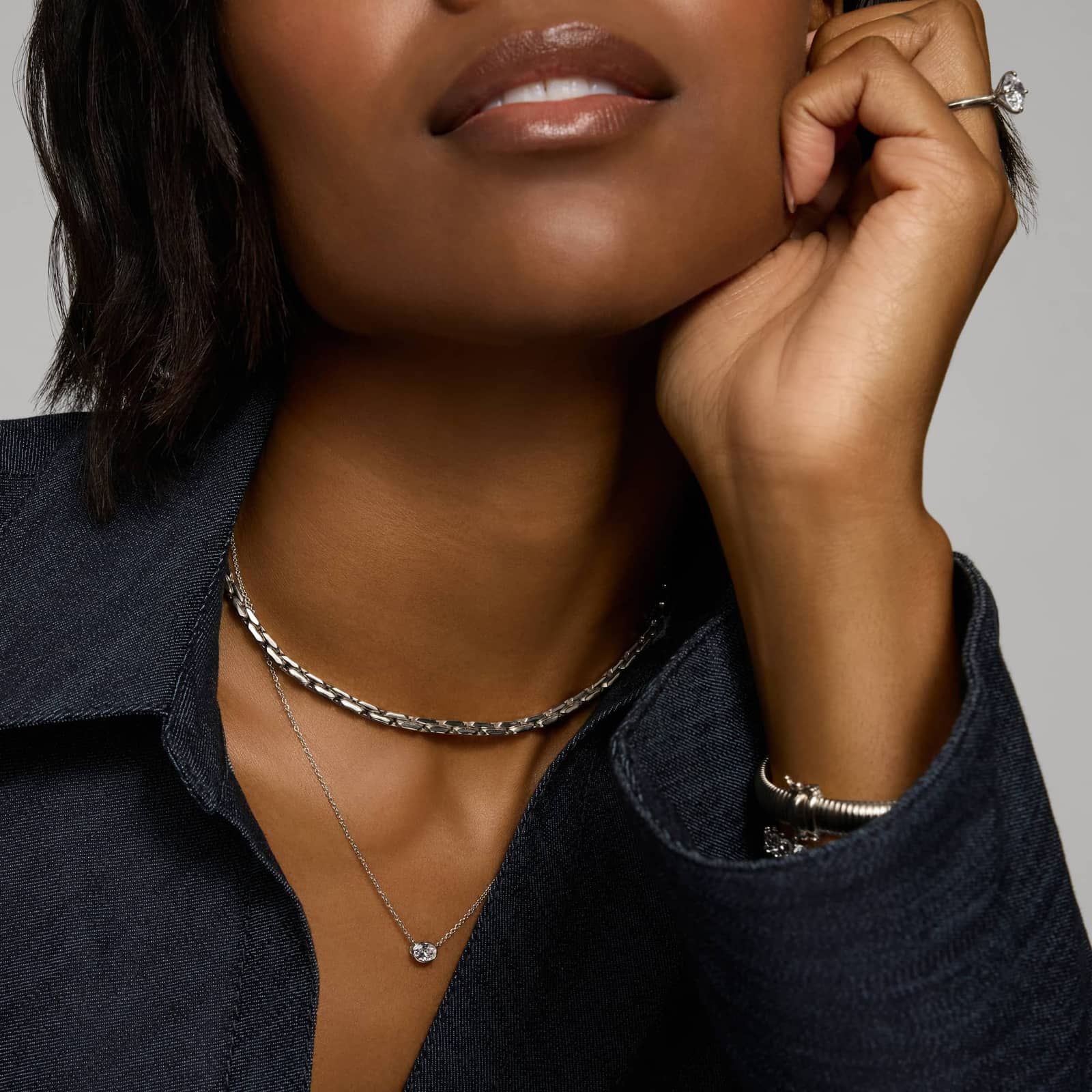 East-West Bezel Solitaire Pendant Necklace With 0.5 CTW Oval Cut Lab-Grown Diamond in 14K White Gold