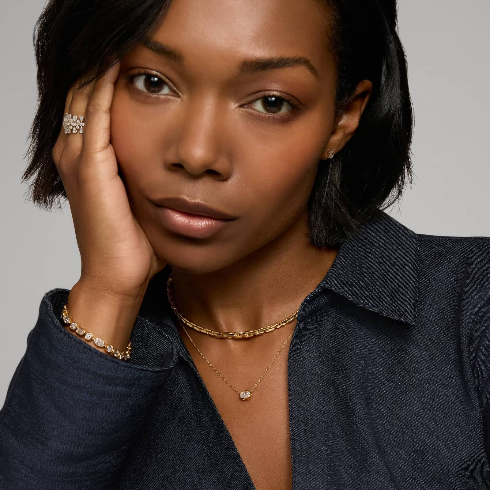 East-West Bezel Solitaire Pendant Necklace With 0.75 CTW Oval Cut Lab-Grown Diamond in 14K Yellow Gold