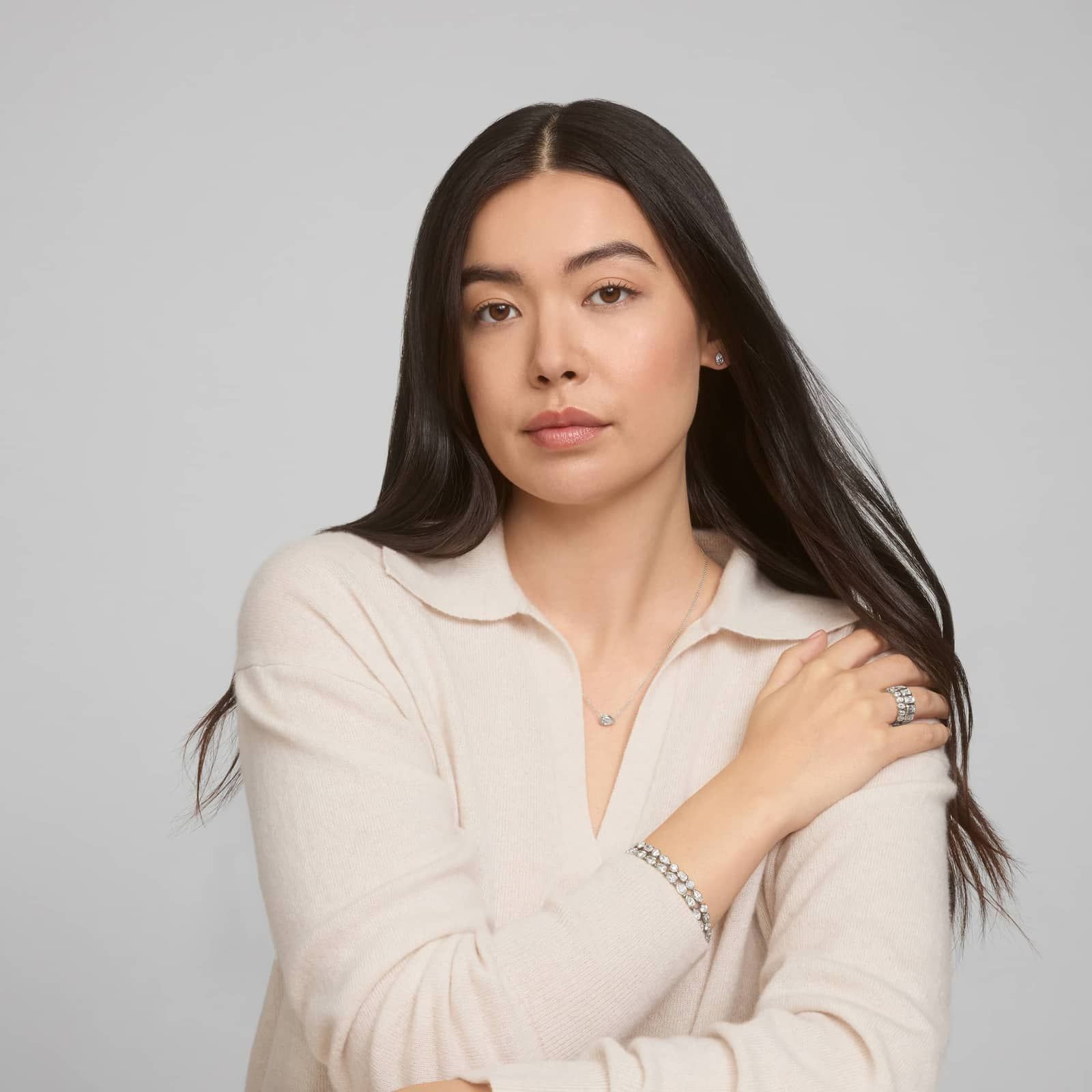 East-West Bezel Solitaire Pendant Necklace With 0.75 CTW Pear Shaped Lab-Grown Diamond in 14K White Gold