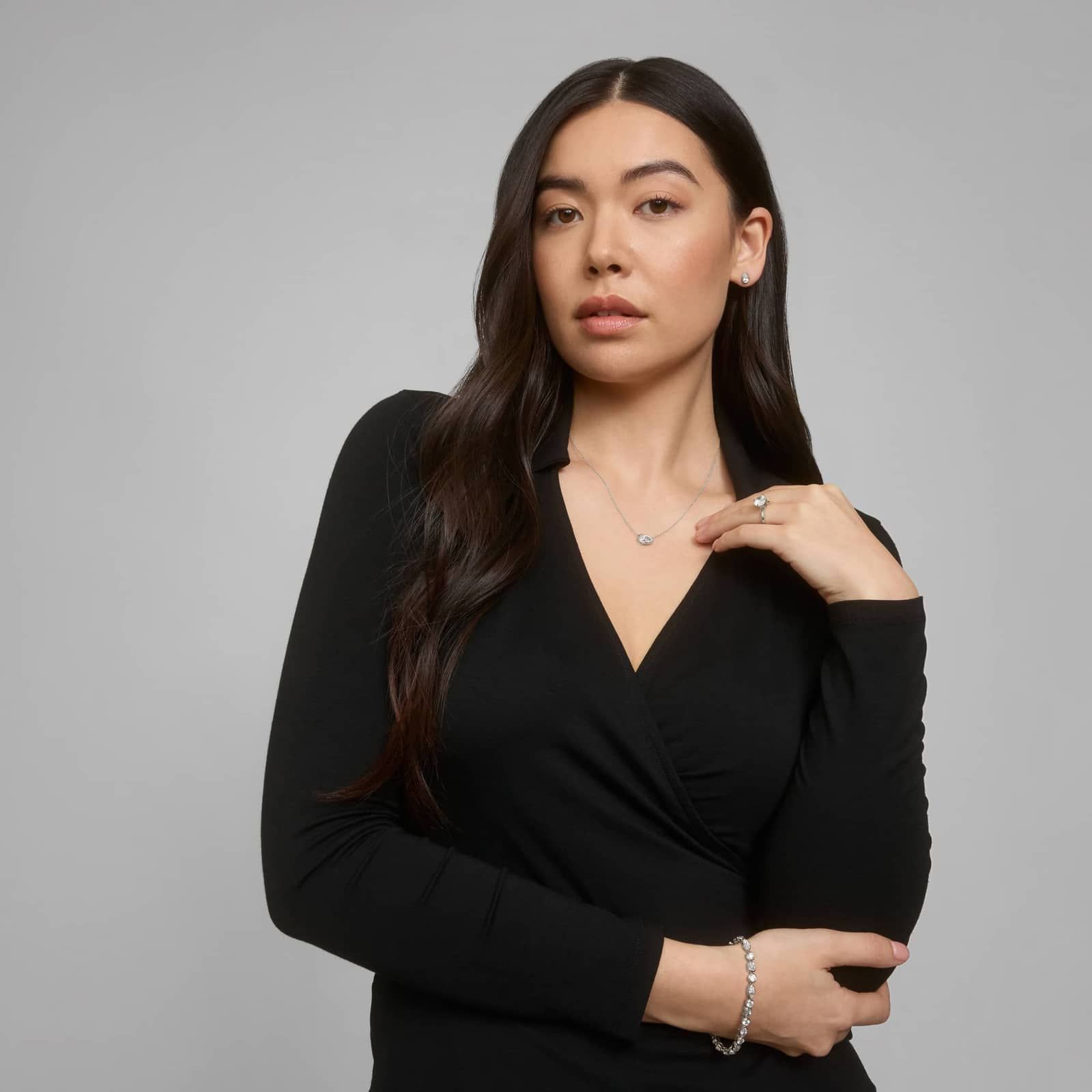 East-West Bezel Solitaire Pendant Necklace With 1.5 CTW Pear Shaped Lab-Grown Diamond in 14K White Gold