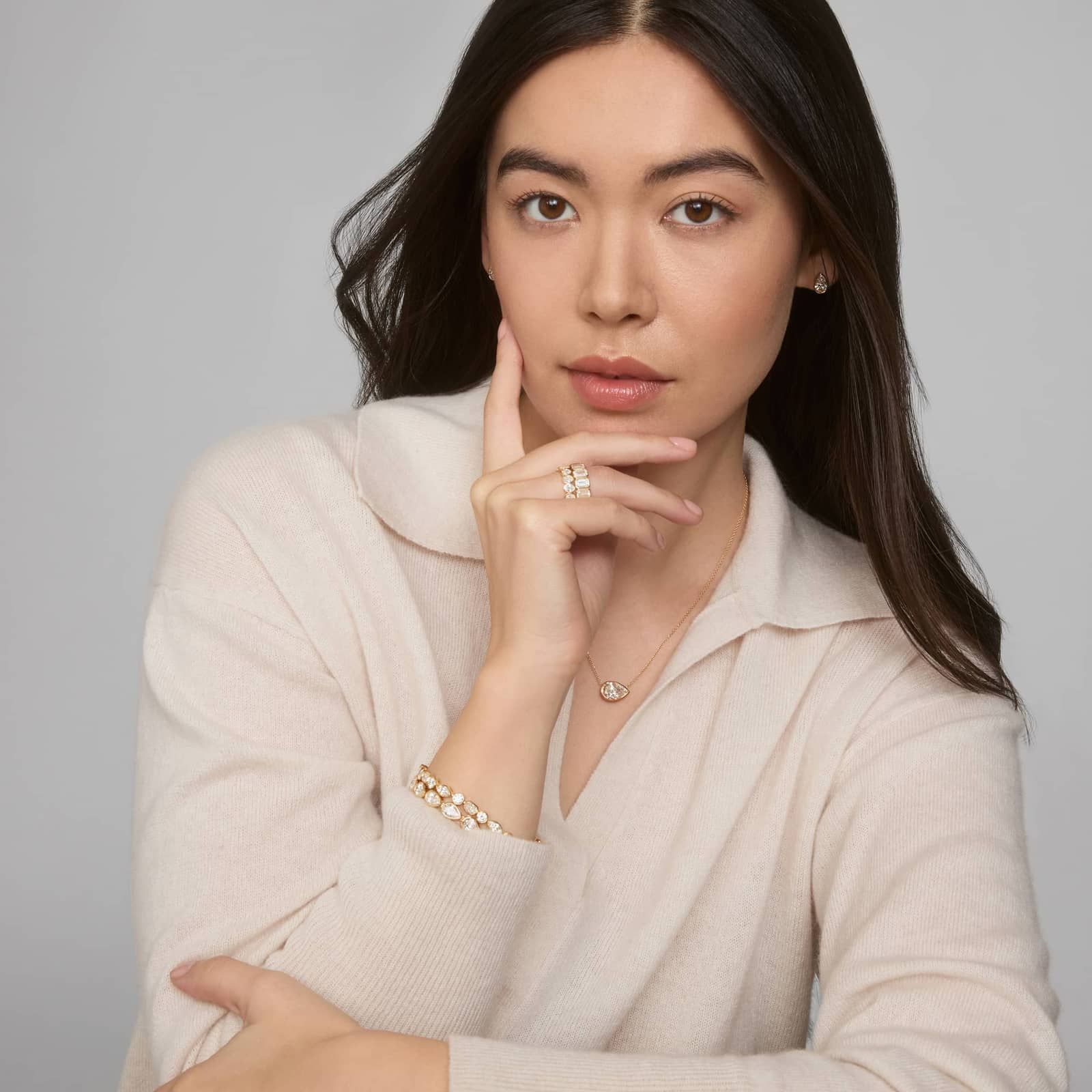 East-West Bezel Solitaire Pendant Necklace With 3 CTW Pear Shaped Lab-Grown Diamond in 14K Yellow Gold