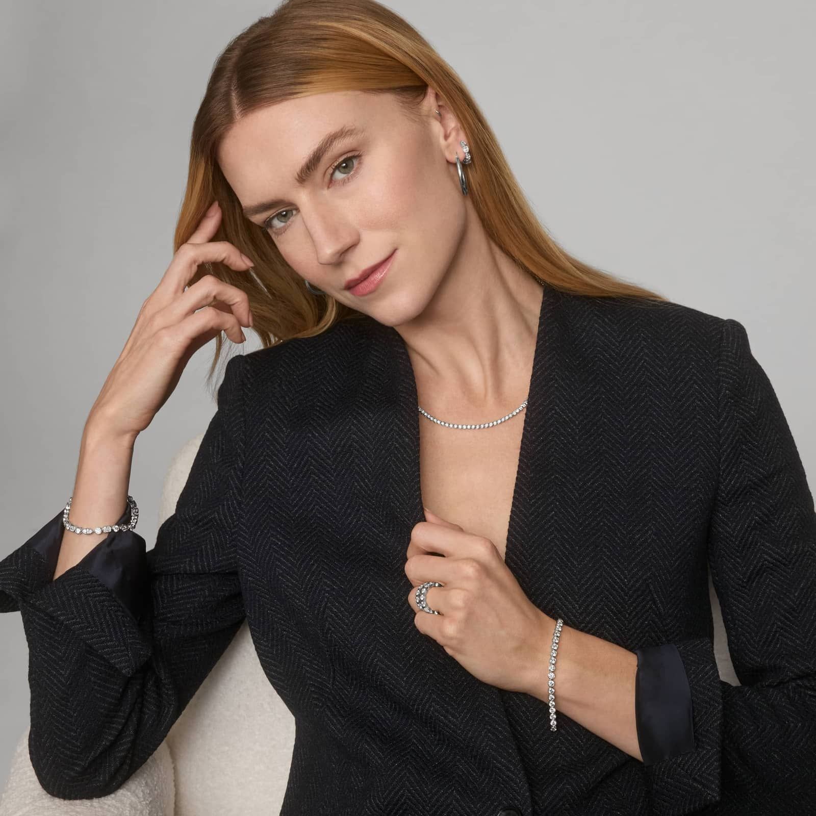 Bezel Tennis Necklace With 7 CTW Round Lab-Grown Diamonds in 14K White Gold