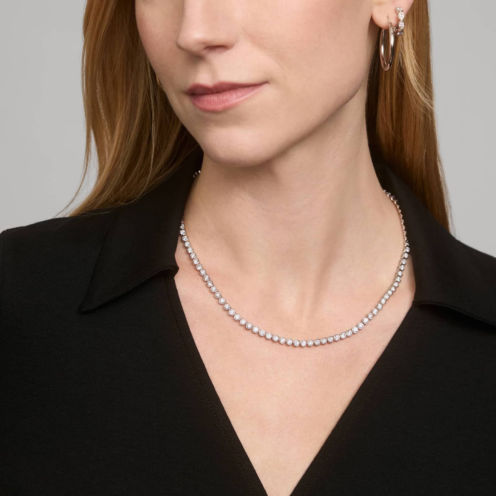 Bezel Tennis Necklace With 15 CTW Round Lab-Grown Diamonds in 14K White Gold