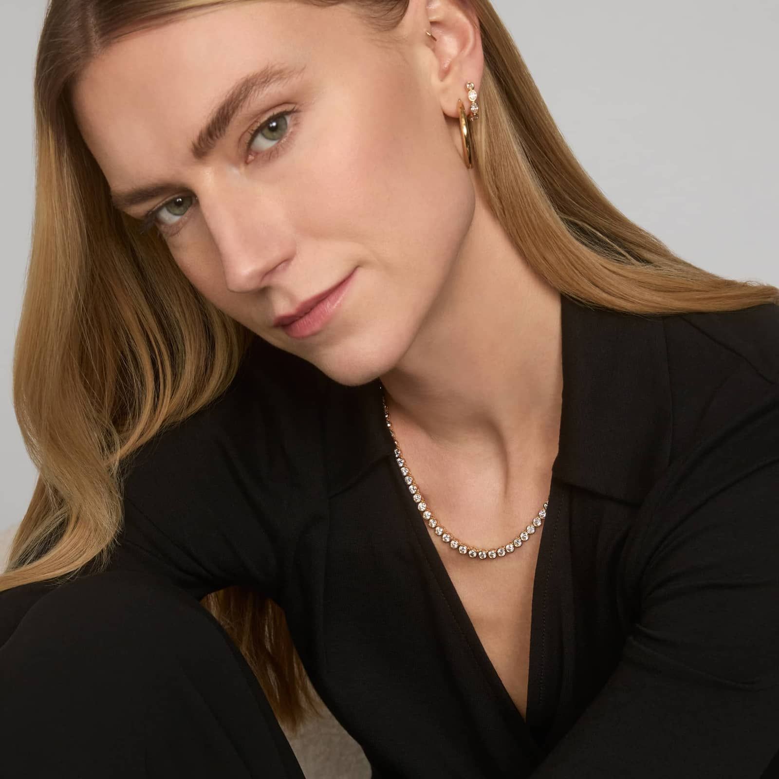 Bezel Tennis Necklace With 20 CTW Round Diamonds in 14K Yellow Gold