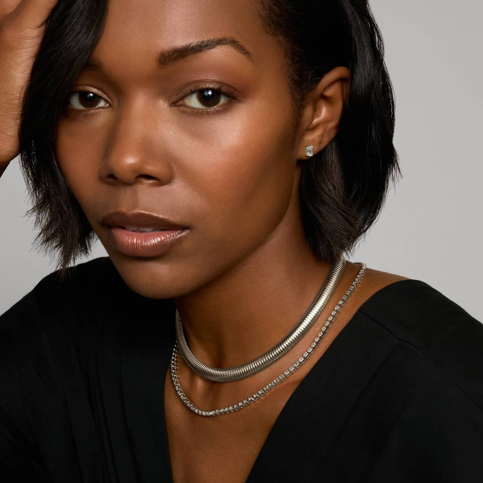 East-West Bezel Tennis Necklace With 10 CTW Emerald Cut Lab-Grown Diamonds in 14K White Gold