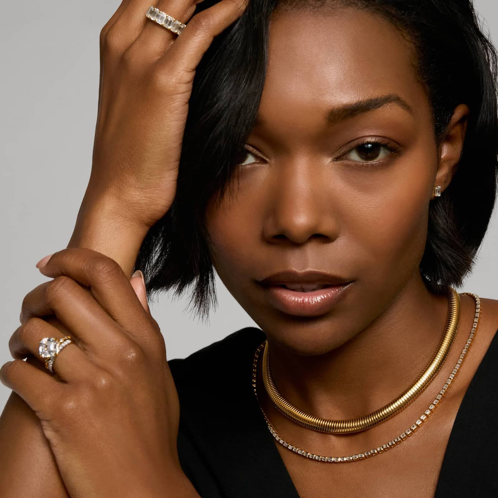 East-West Bezel Tennis Necklace With 10 CTW Emerald Cut Lab-Grown Diamonds in 14K Yellow Gold