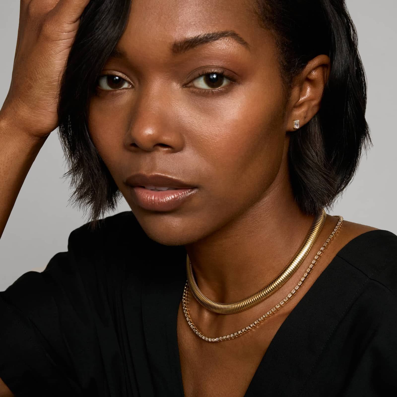 East-West Bezel Tennis Necklace With 10 CTW Emerald Cut Diamonds in 14K Yellow Gold