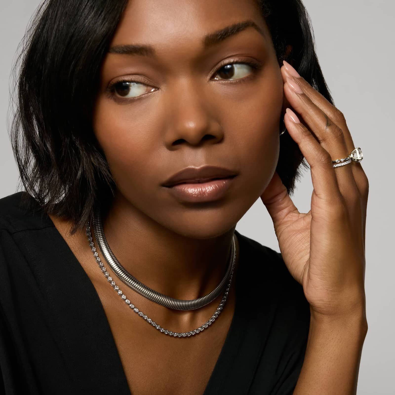 East-West Bezel Tennis Necklace With 10 CTW Oval Cut Diamonds in 14K White Gold