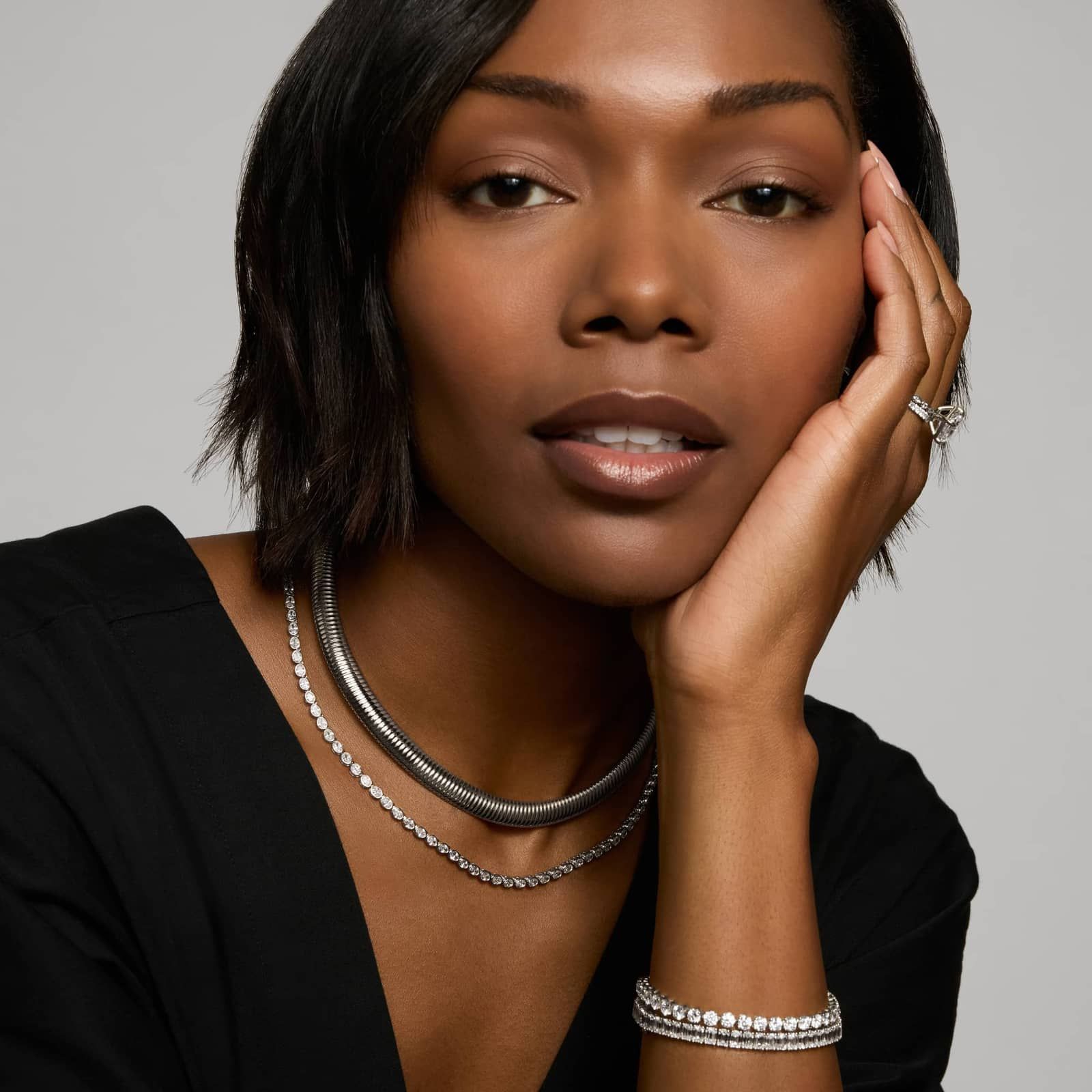 East-West Bezel Tennis Necklace With 10 CTW Oval Cut Diamonds in 14K White Gold