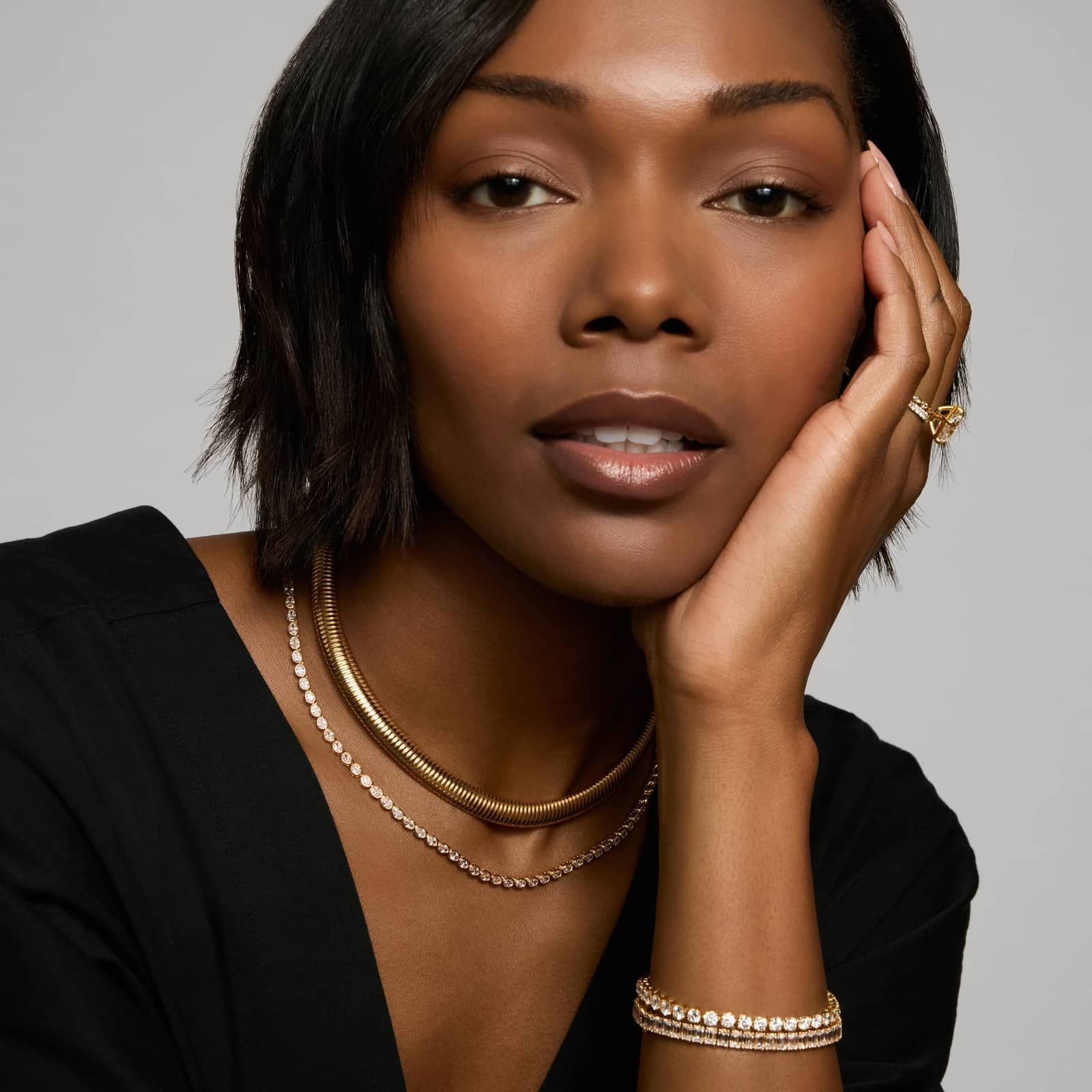 East-West Bezel Tennis Necklace With 10 CTW Oval Cut Diamonds in 14K Yellow Gold