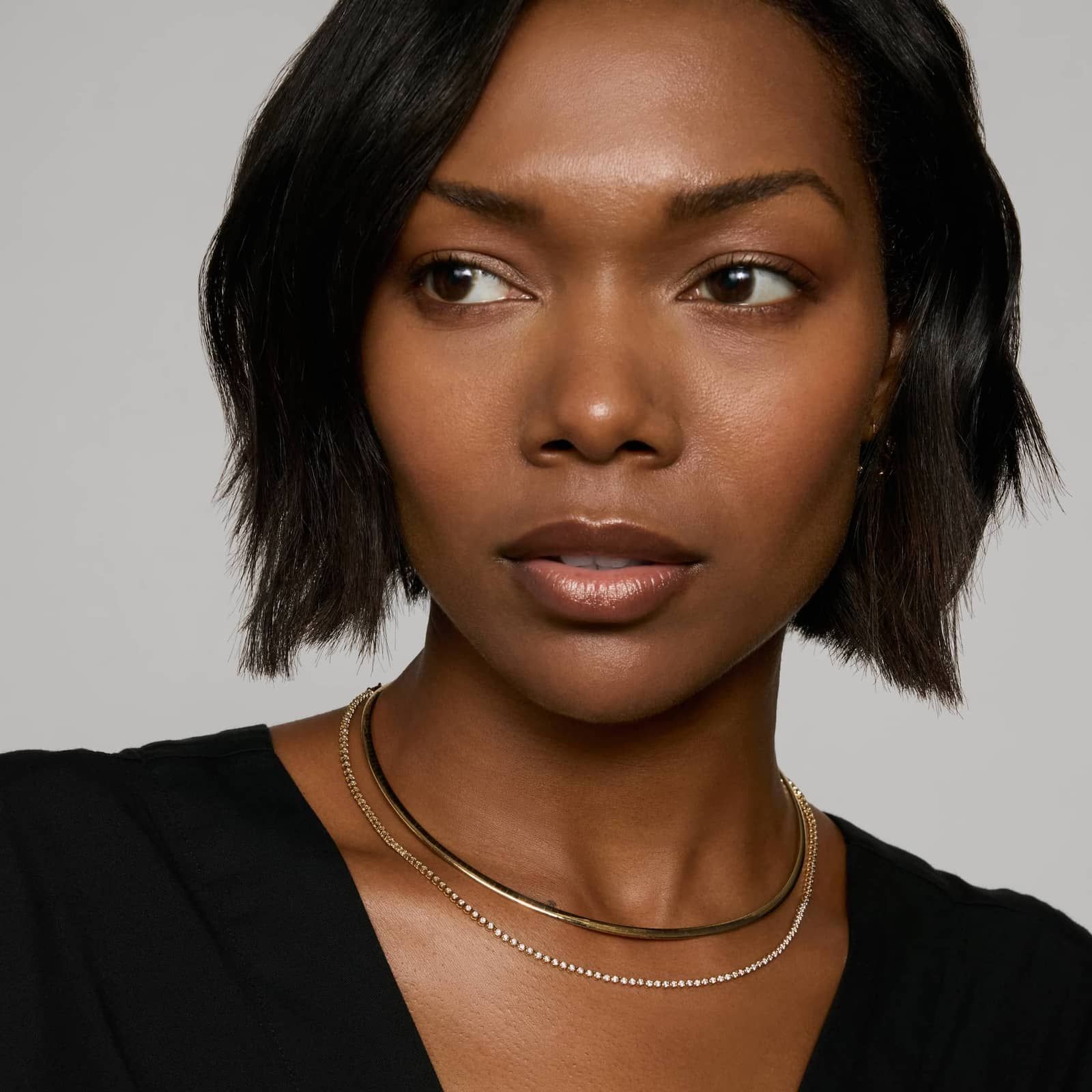 Mini Half Tennis Necklace With 2CTW Round Cut Lab-Grown Diamonds In 14K Yellow Gold