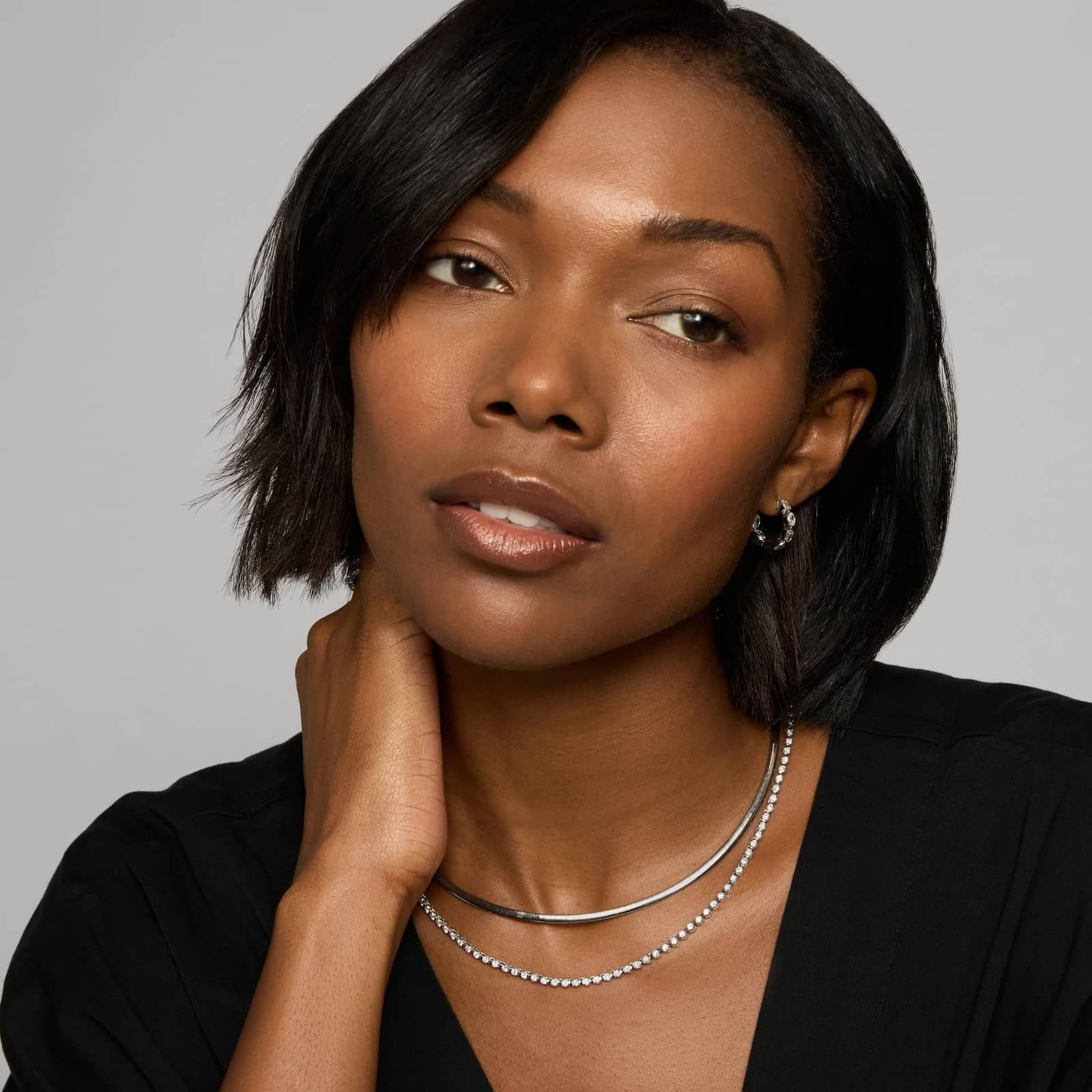 Mini Half Tennis Necklace With 4CTW Round Cut Diamonds In 14K White Gold