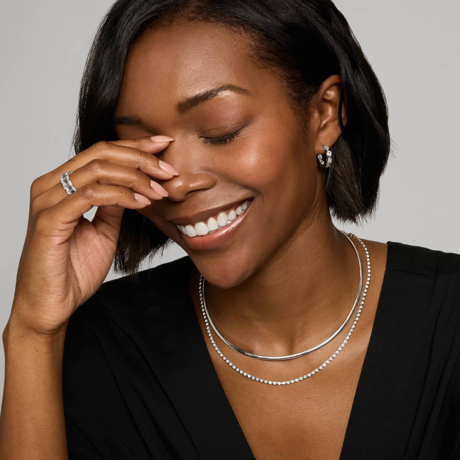 Mini Half Tennis Necklace With 4CTW Round Cut Diamonds In 14K White Gold