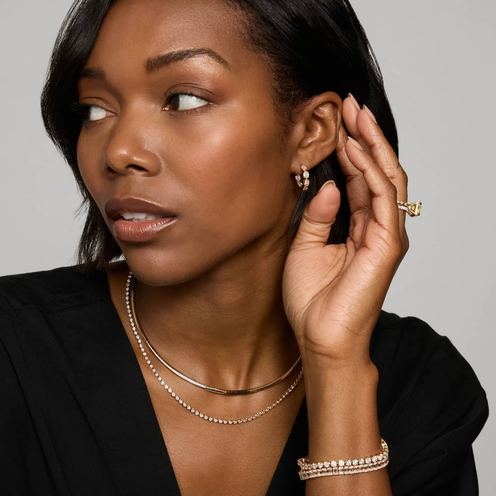 Mini Half Tennis Necklace With 4CTW Round Cut Diamonds In 14K Yellow Gold