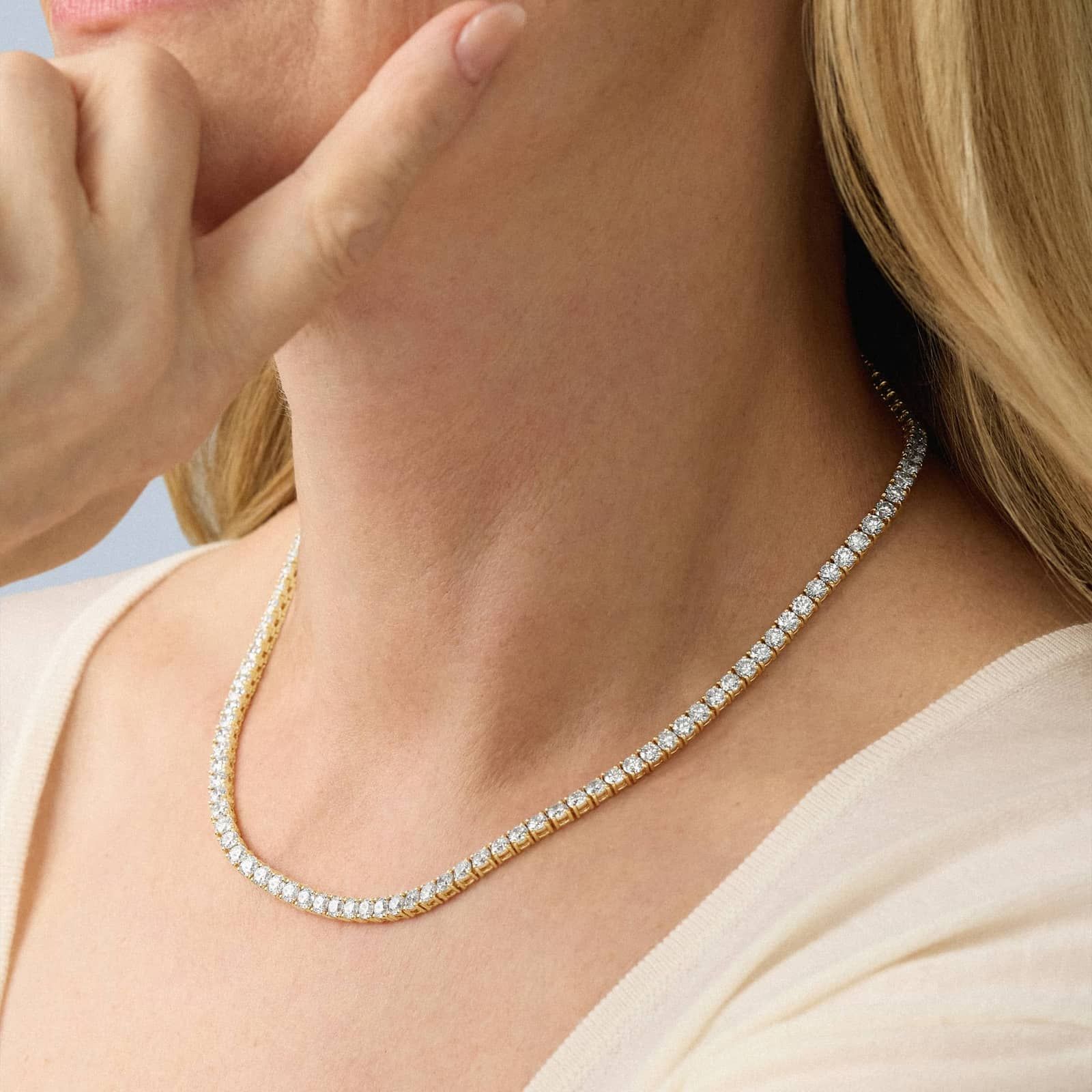 Diamond Tennis Necklace in 14K Yellow Gold (22 ct. tw.)