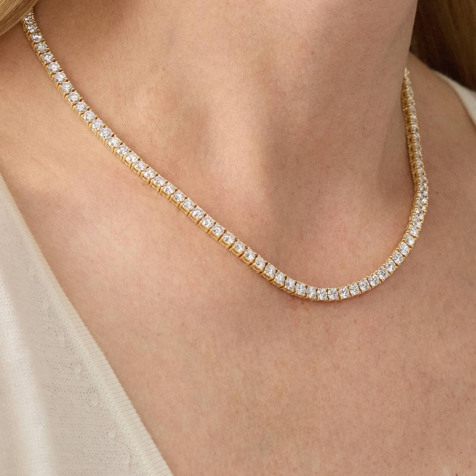 Diamond Tennis Necklace in 14K Yellow Gold (22 ct. tw.)