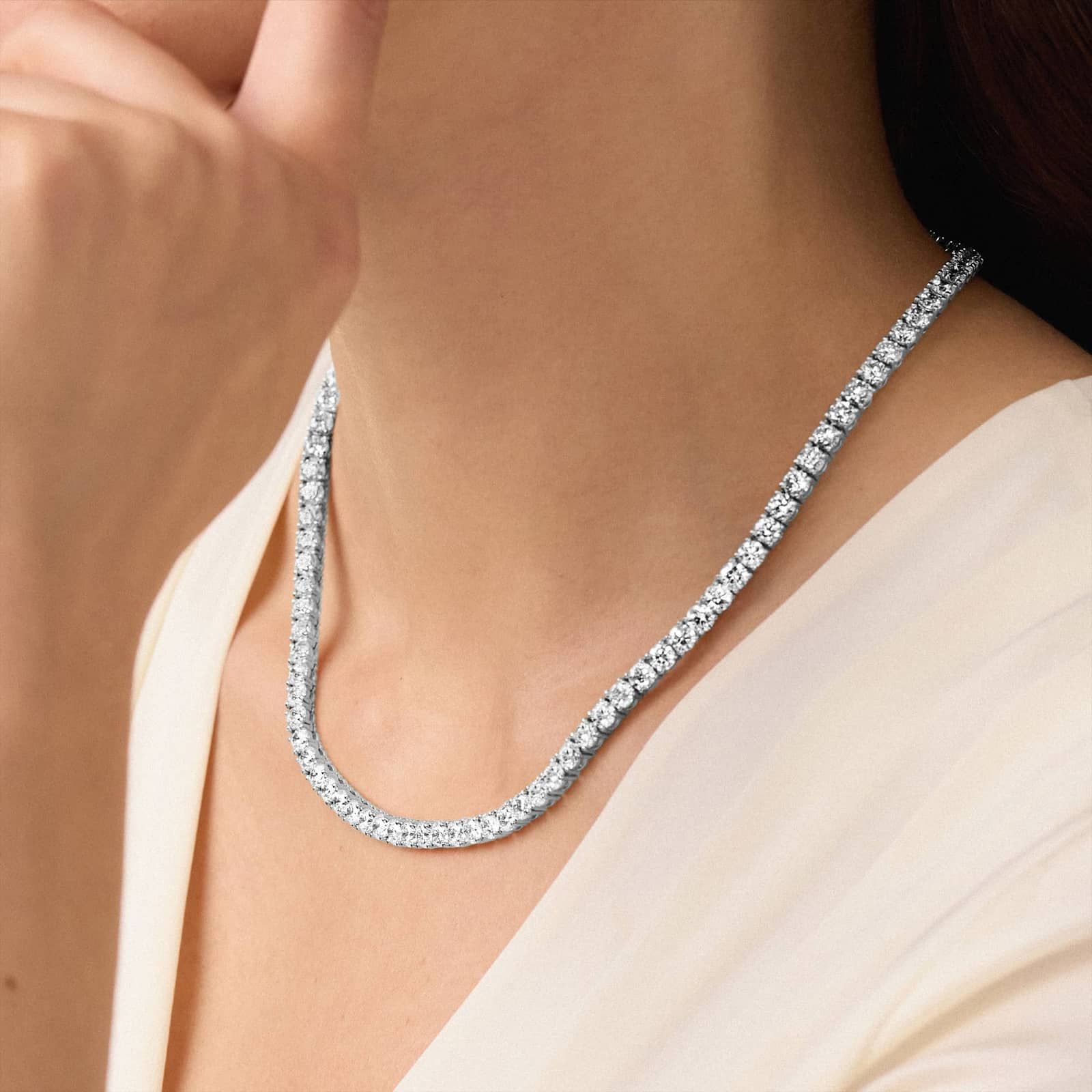 Diamond Tennis Necklace in 14K White Gold (30 ct. tw.)