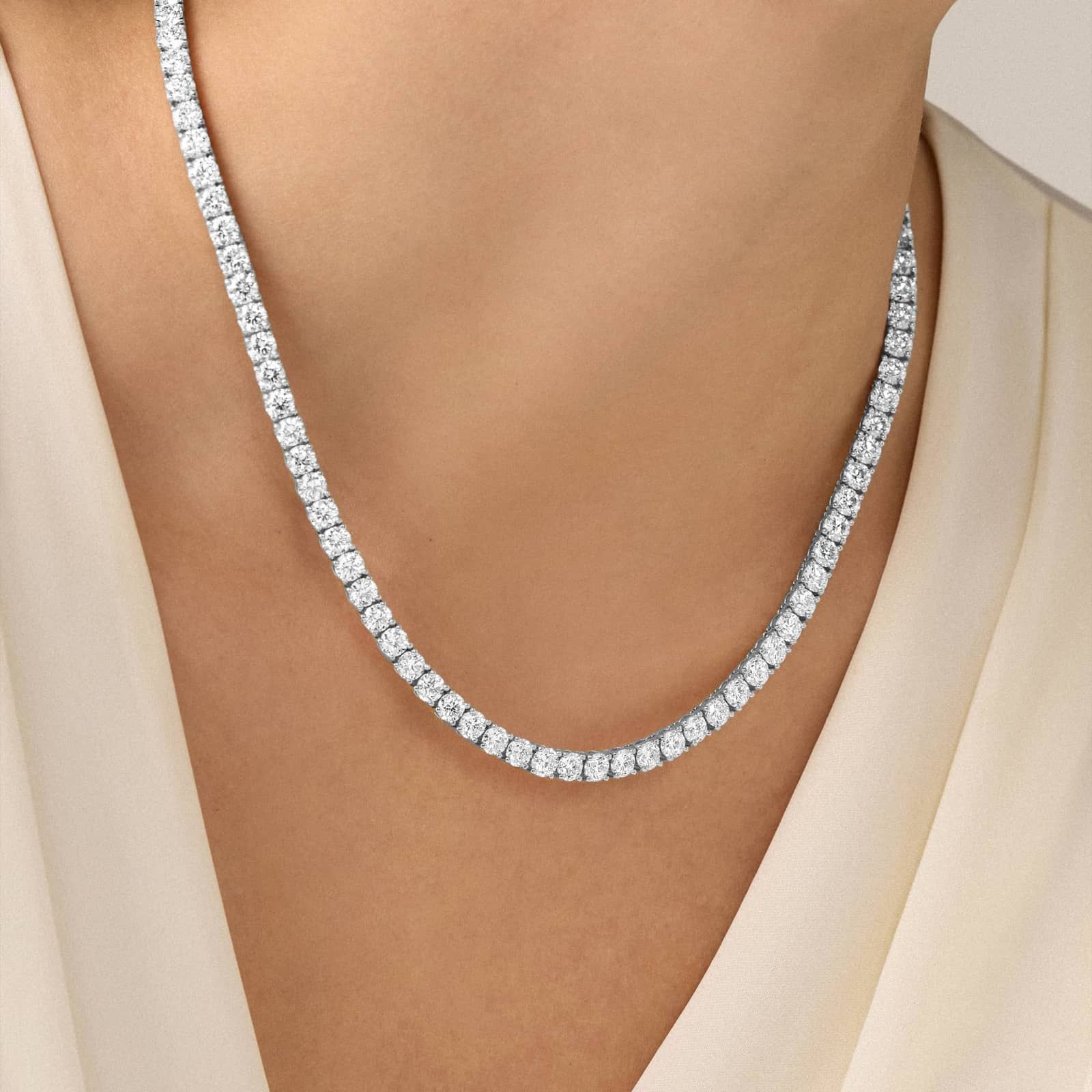 Diamond Tennis Necklace in 14K White Gold (30 ct. tw.)