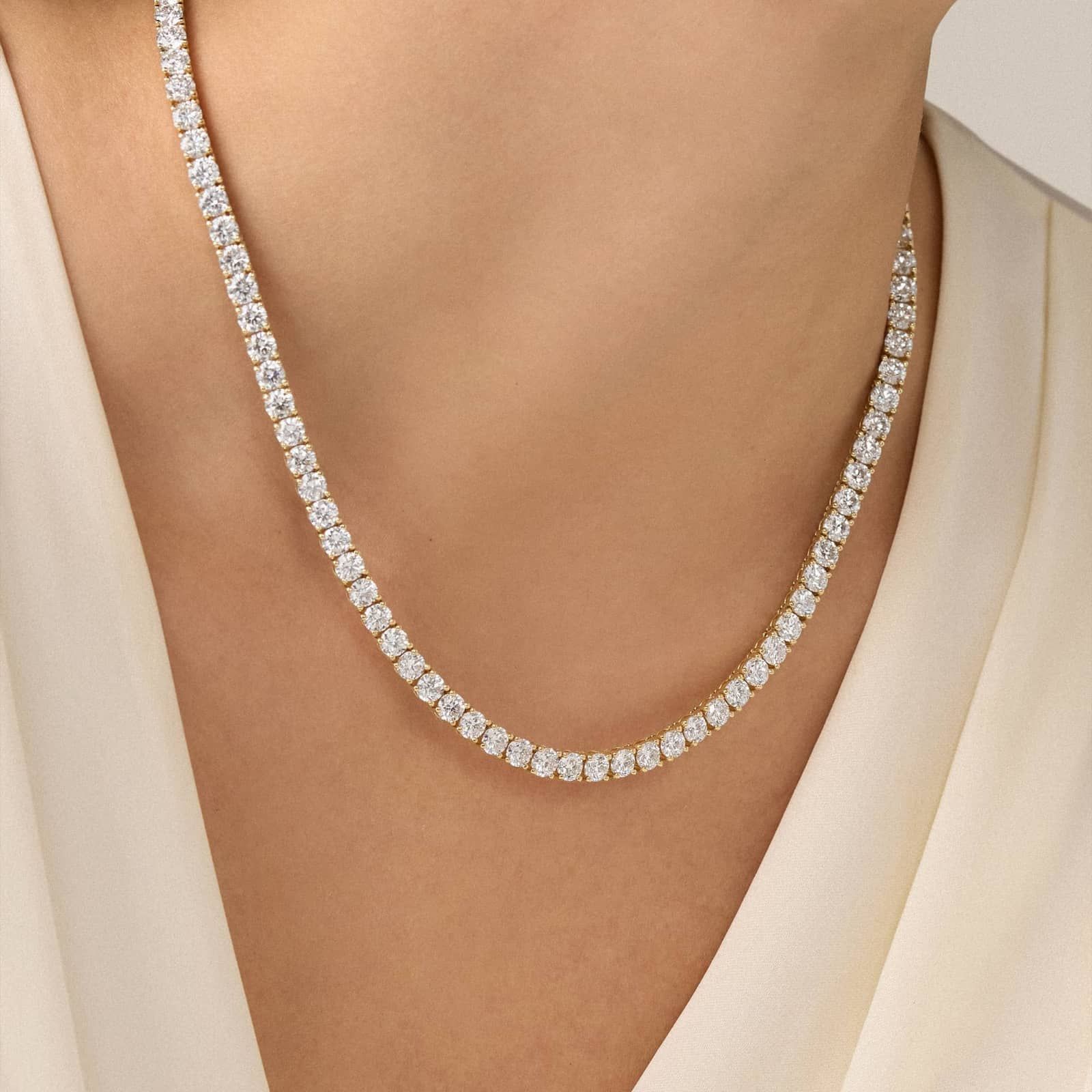 Diamond Tennis Necklace in 14K Yellow Gold (30 ct. tw.)
