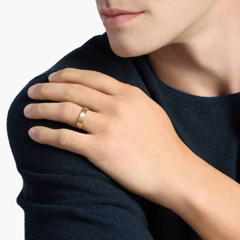 Brushed Inlay Wedding Ring in 14k Yellow Gold (5mm)