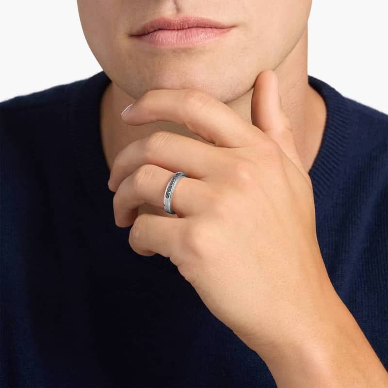 Men's Black Diamond Pavé Wedding Ring with Black Rhodium in Platinum (1/5 ct. tw.)