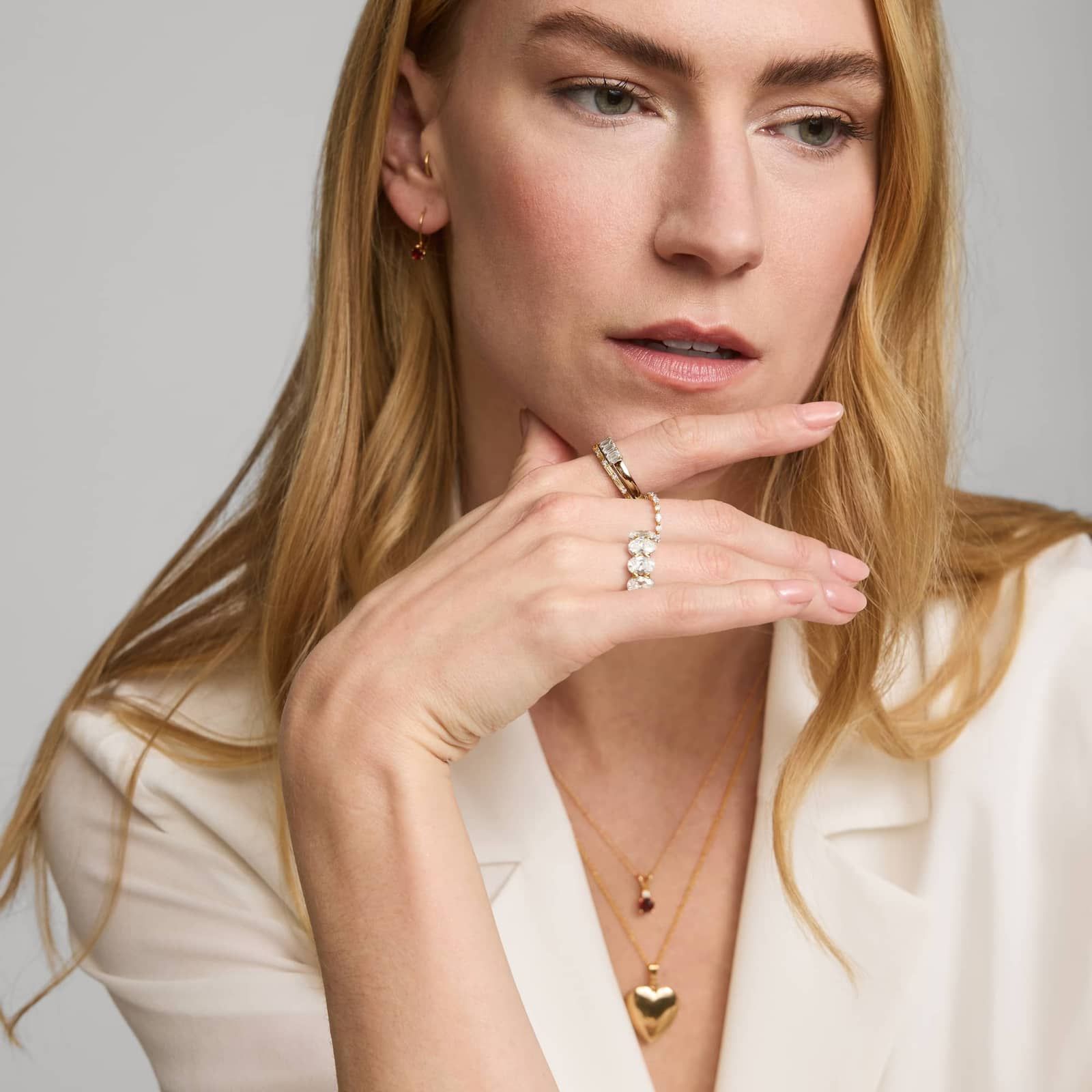 5 Stone Anniversary Ring with 1 CTW Emerald Cut Lab-Grown Diamonds in 14K Yellow Gold