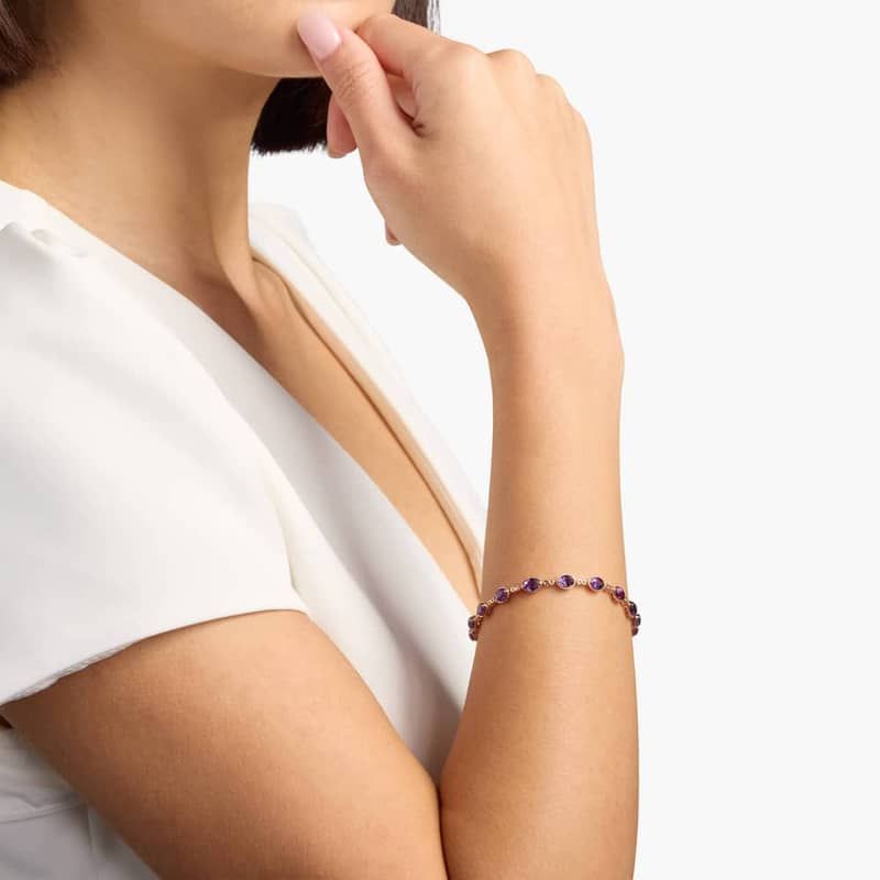 Amethyst Infinity Link Bracelet in 14k Rose Gold (5x4mm)