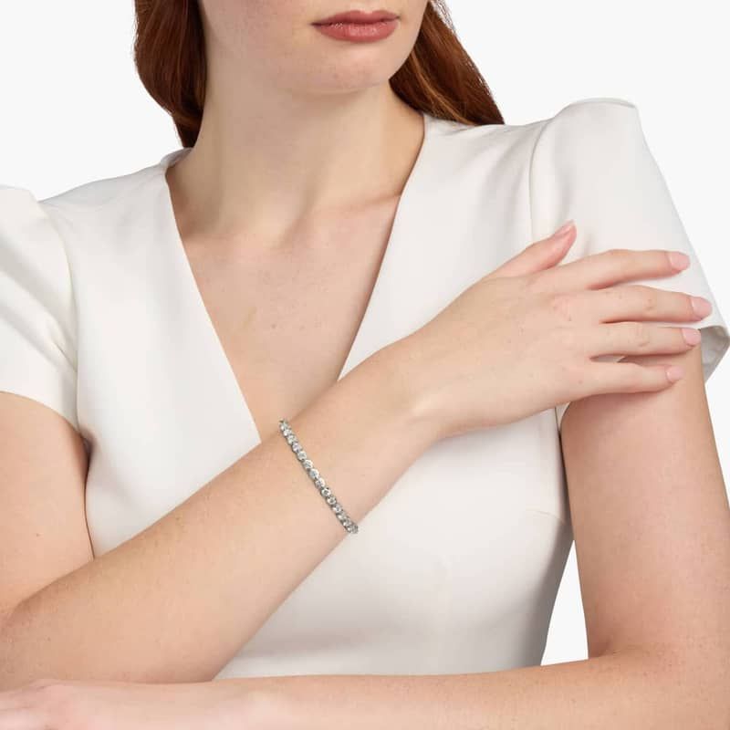Illusion Bangle Bracelet With Lab-Grown Diamonds In 14K White Gold (7")