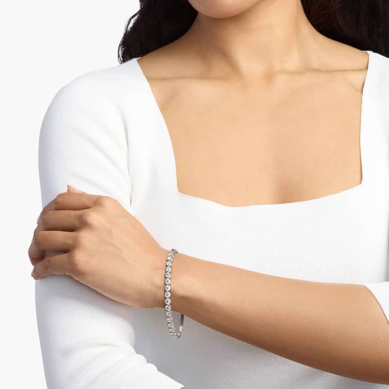 Illusion Bangle Bracelet With Lab-Grown Diamonds In 14K White Gold (8")