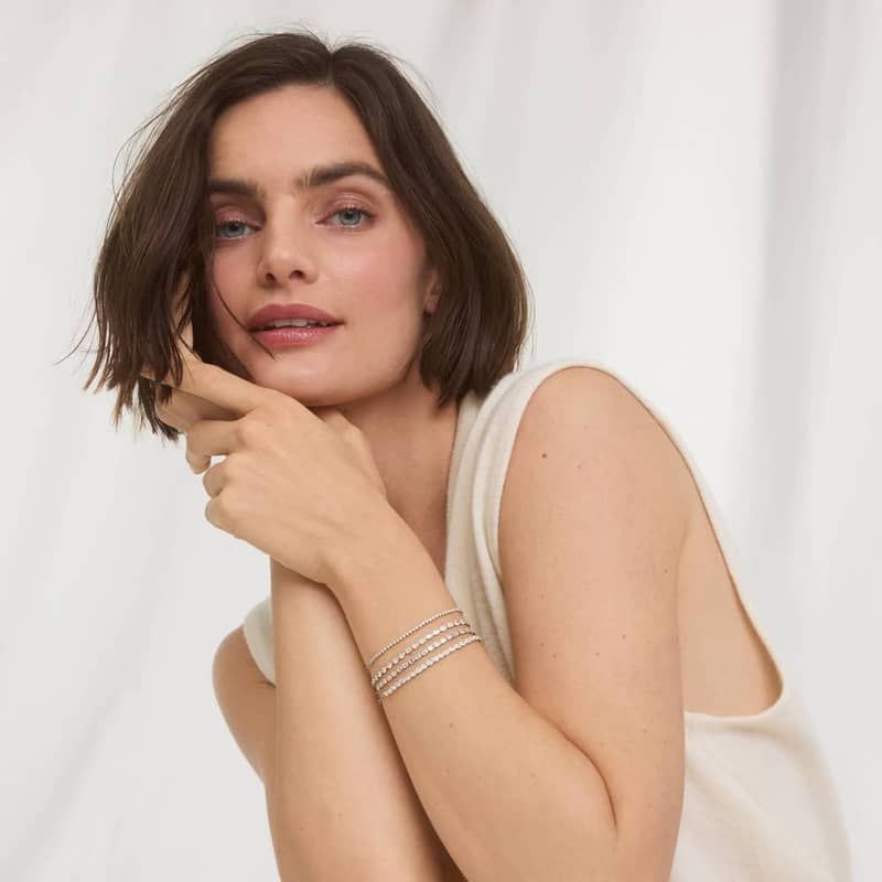 Mini Half Tennis Bracelet With 2 CTW Oval Cut Diamonds In 14K White Gold