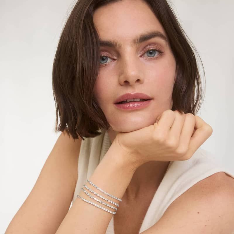 Mini Half Tennis Bracelet With 2 CTW Marquise Cut Lab-Grown Diamonds In 14K White Gold