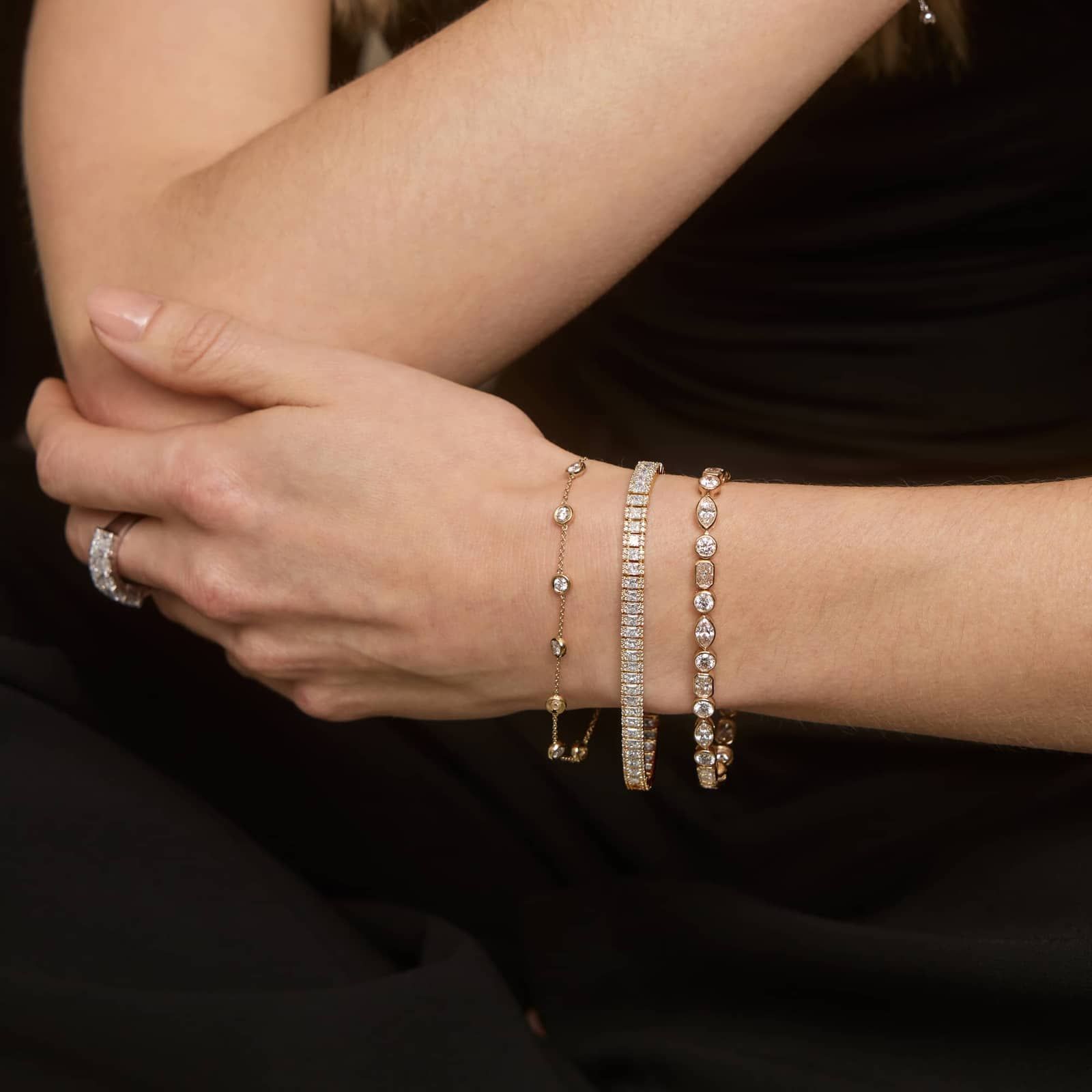 Diamond Bezel Station Bracelet with 0.5 CTW Round Cut Lab-Grown Diamonds in 14K Yellow Gold