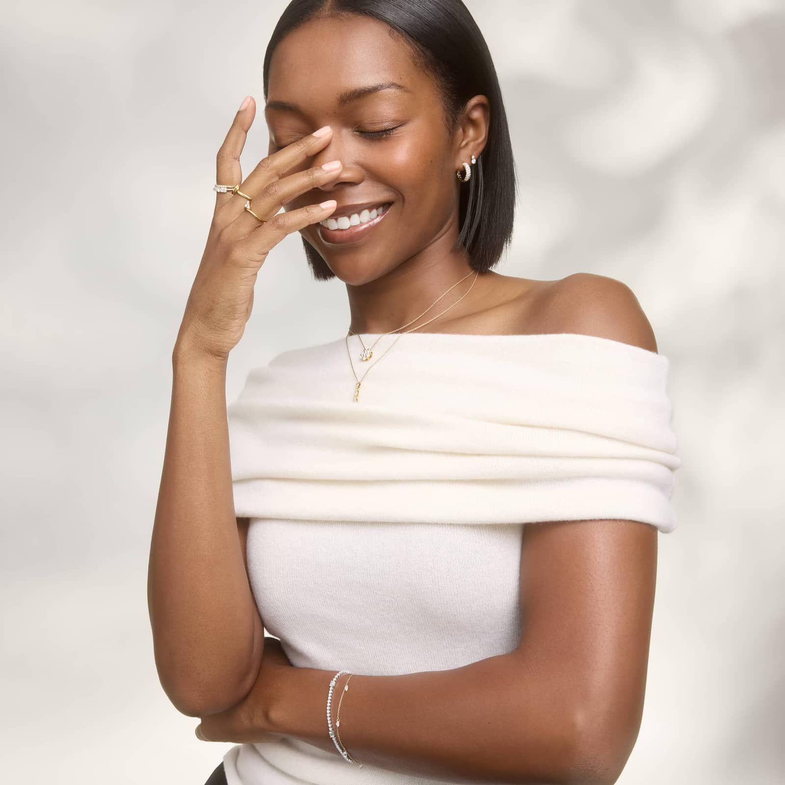 Pierced Diamond Station Bracelet with 1.25 CTW Round Cut Lab-Grown Diamonds in 14K Yellow Gold