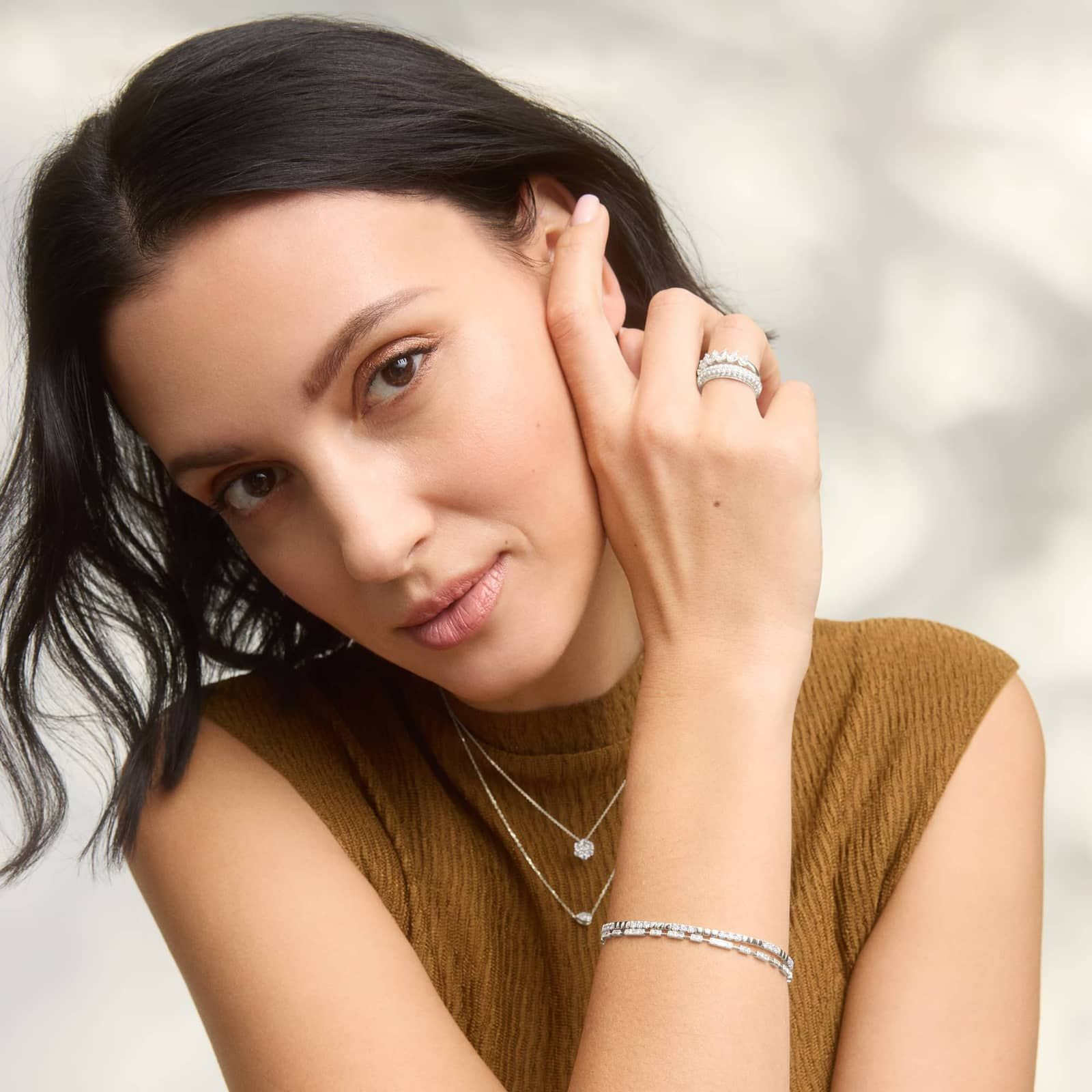 Diamond Bracelet with 0.6 CTW Round and Baguette Cut Lab-Grown Diamonds in 14K White Gold Bezel Setting