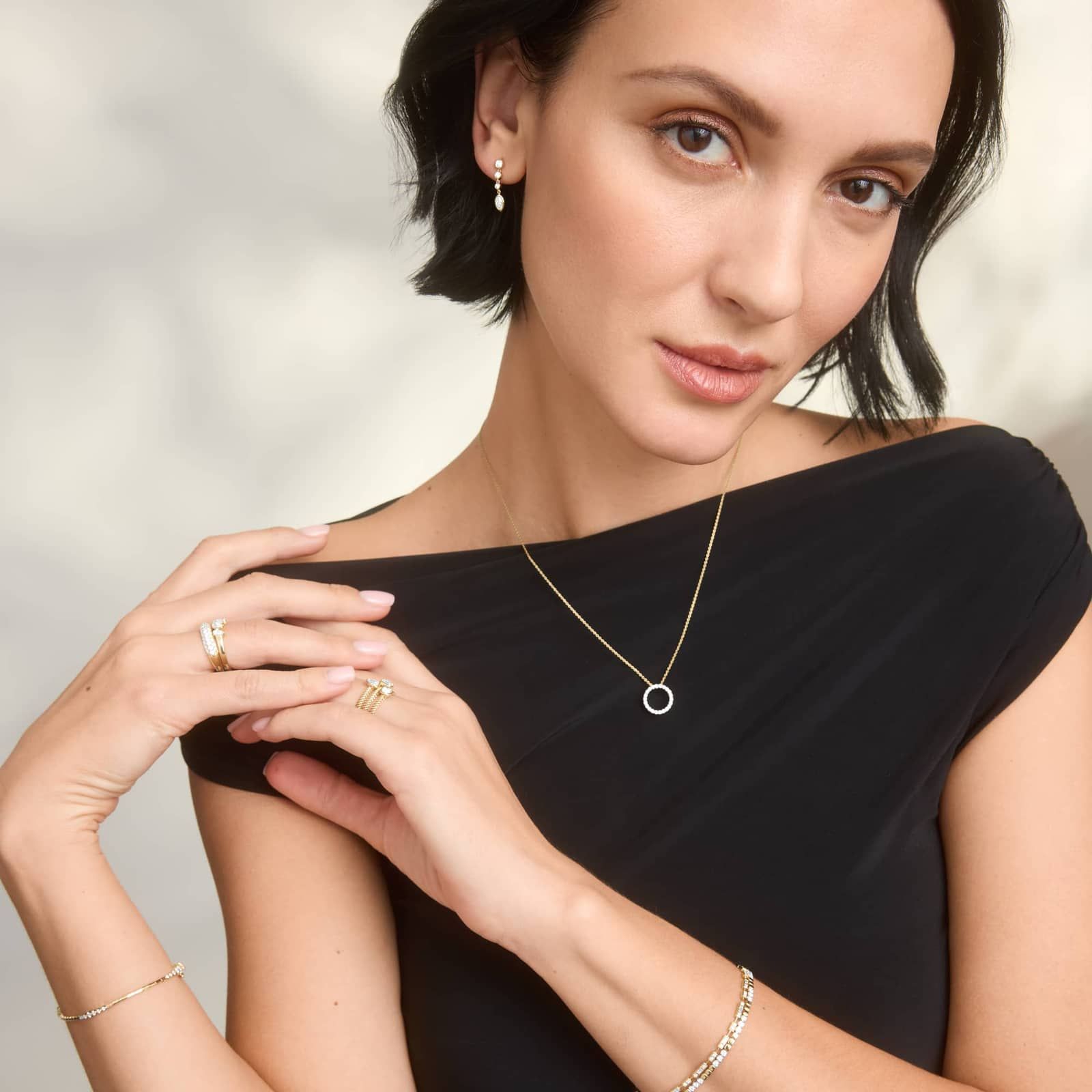 Diamond Bracelet with 0.6 CTW Round and Baguette Cut Lab-Grown Diamonds in 14K Yellow Gold Bezel Setting