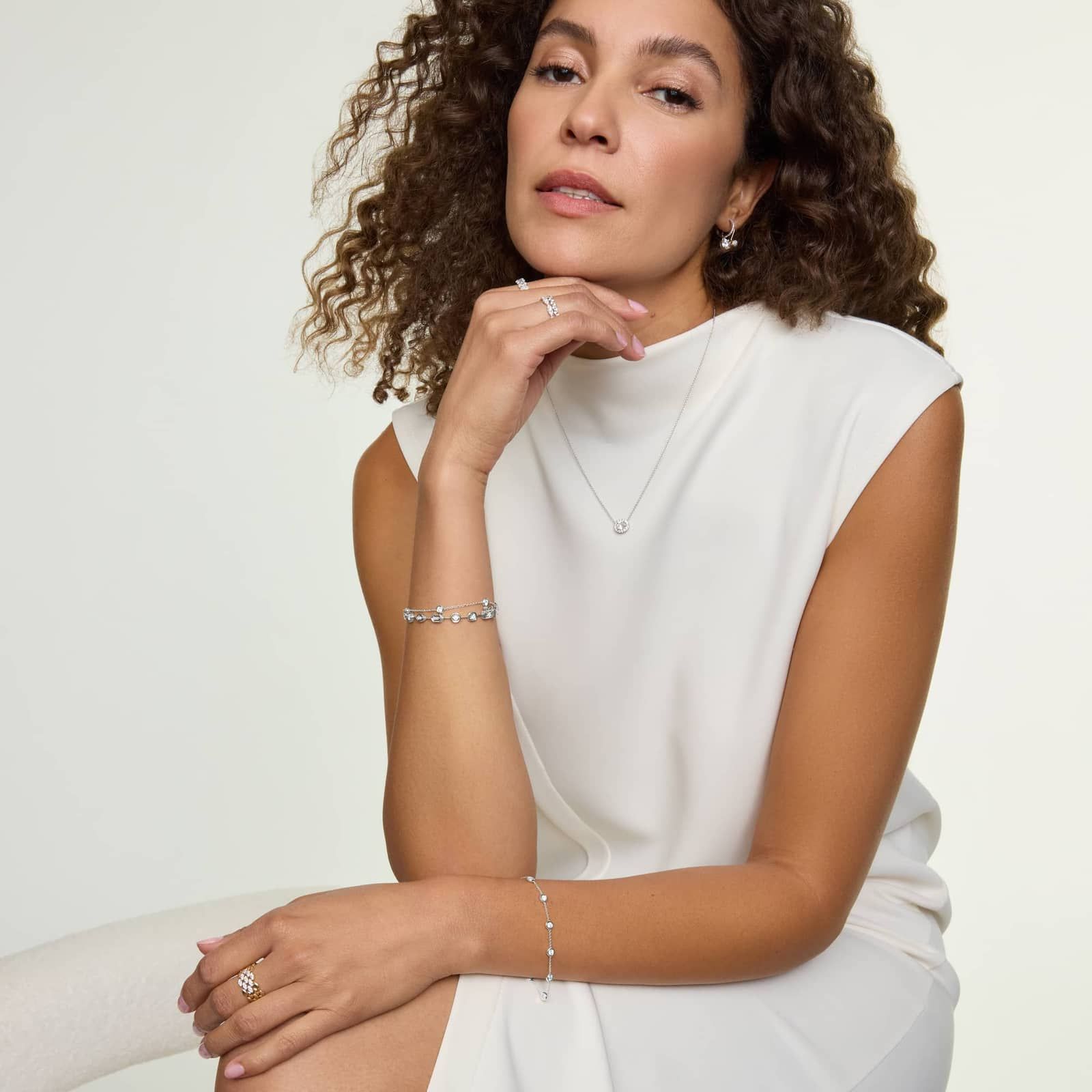 Mixed Shape Diamond Fashion Bracelet with Round and Baguette Diamonds in 14K White Gold